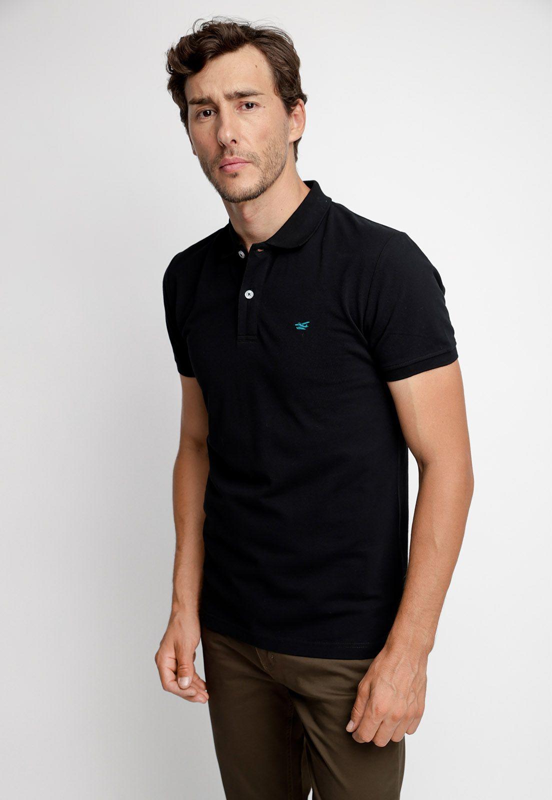 Polera Polo Básica Manga Corta Black-0