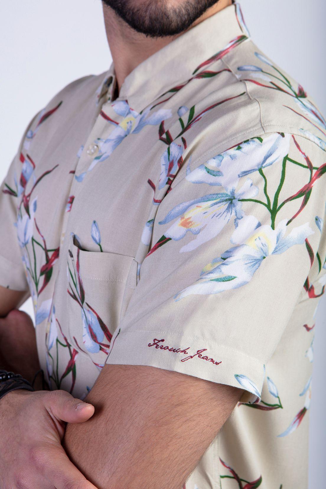 Camisa Estampada Flores Fj Khaki-3