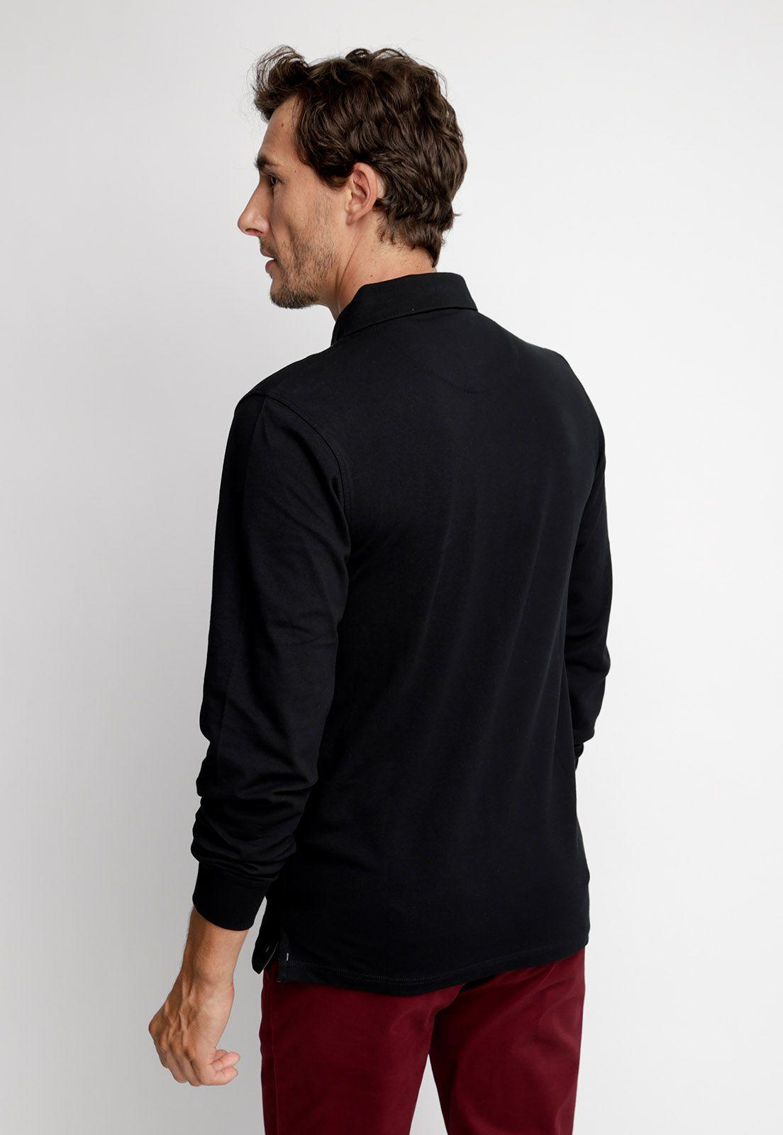 Polera Polo Básica Manga Larga Black-1