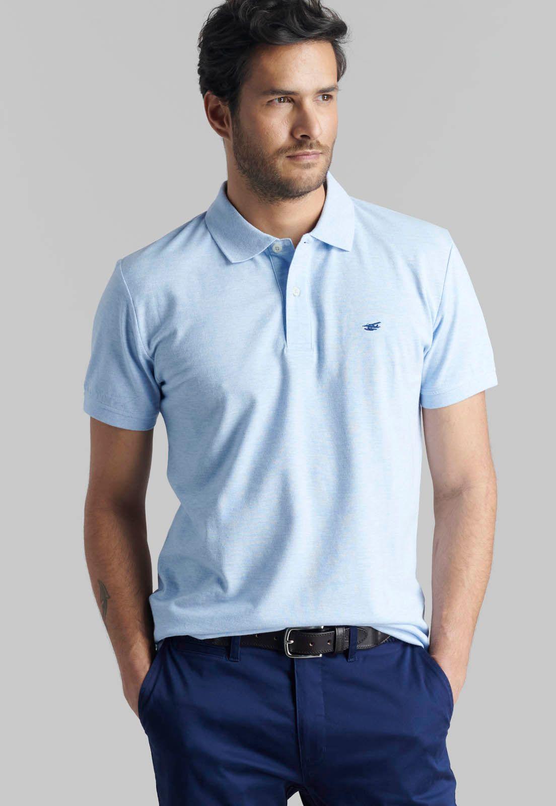 Polera Pique Básica Sky Melange-4