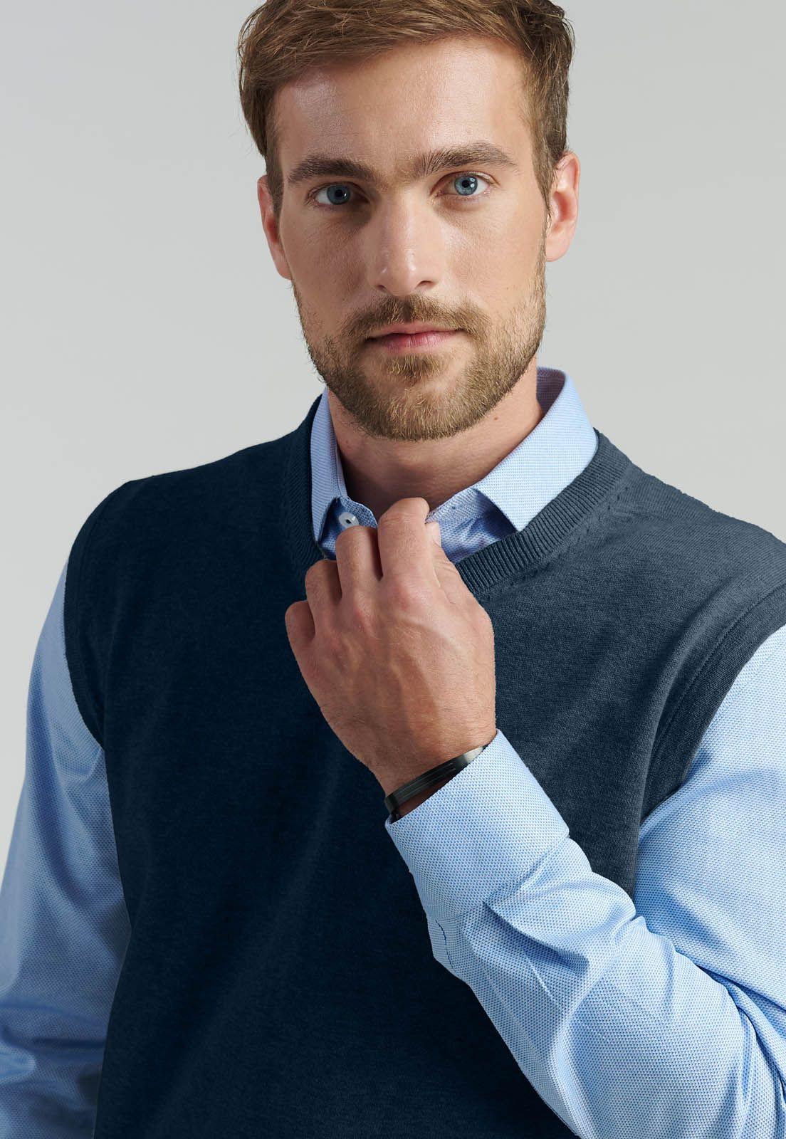Sweater Smart Casual Sleeve Business Navy-2
