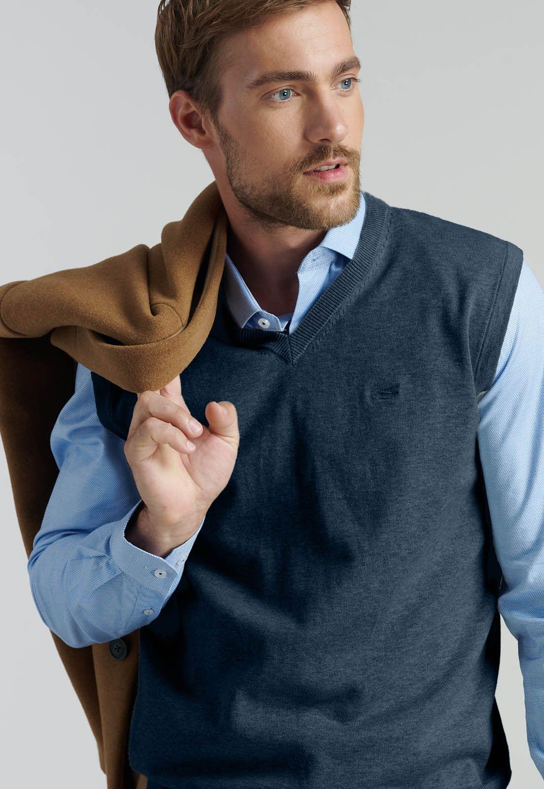 Sweater Smart Casual Sleeve Business Navy-4
