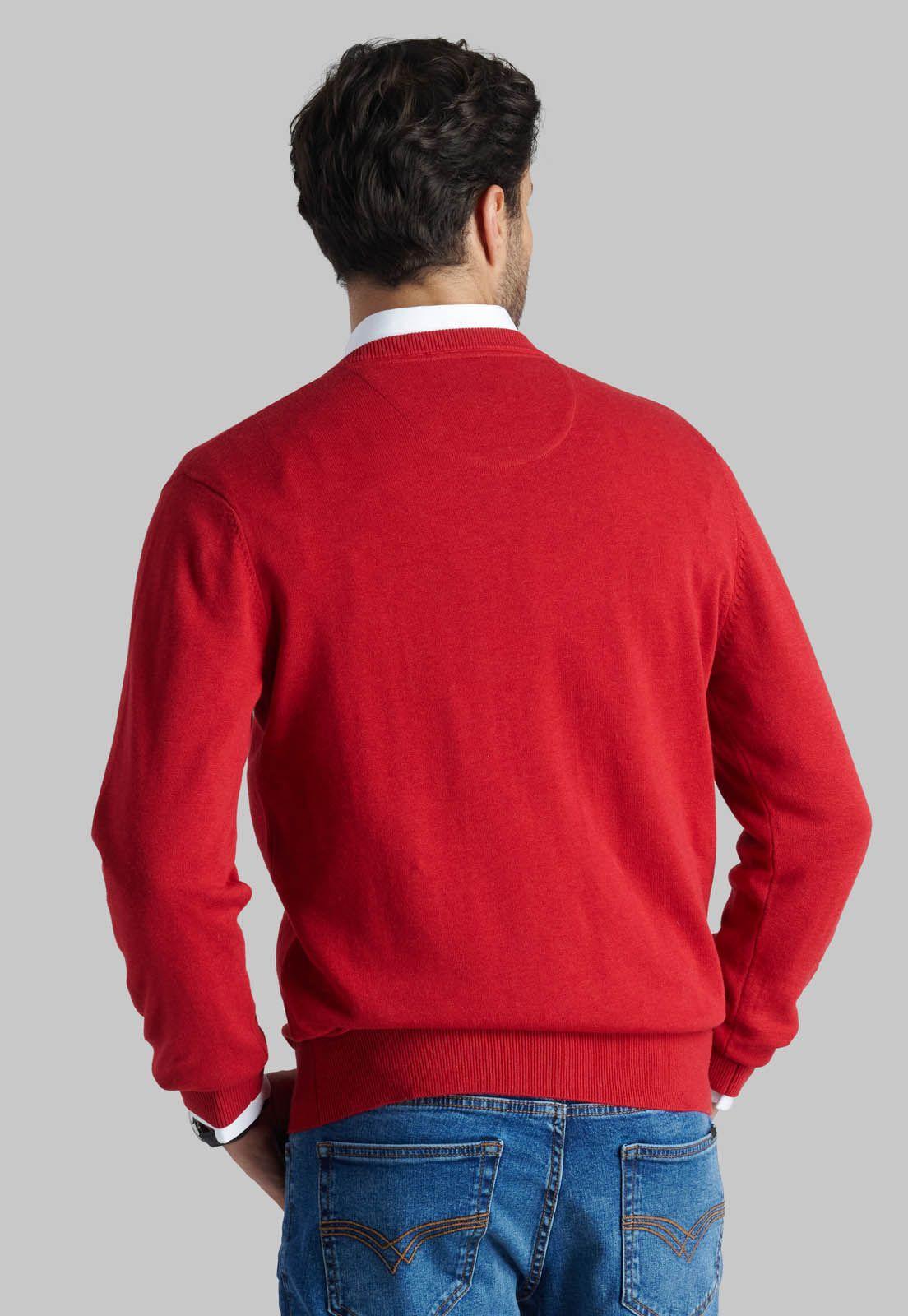 Sweater V Neck Melange Red-3