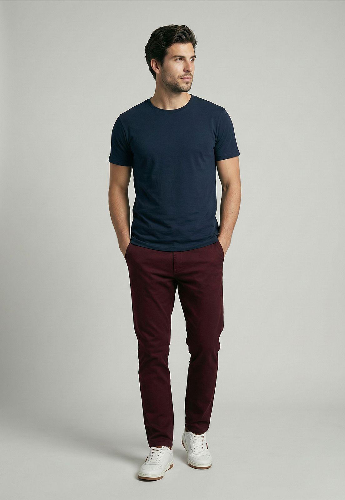 Pantalón Twill Slim /33 Wine-1