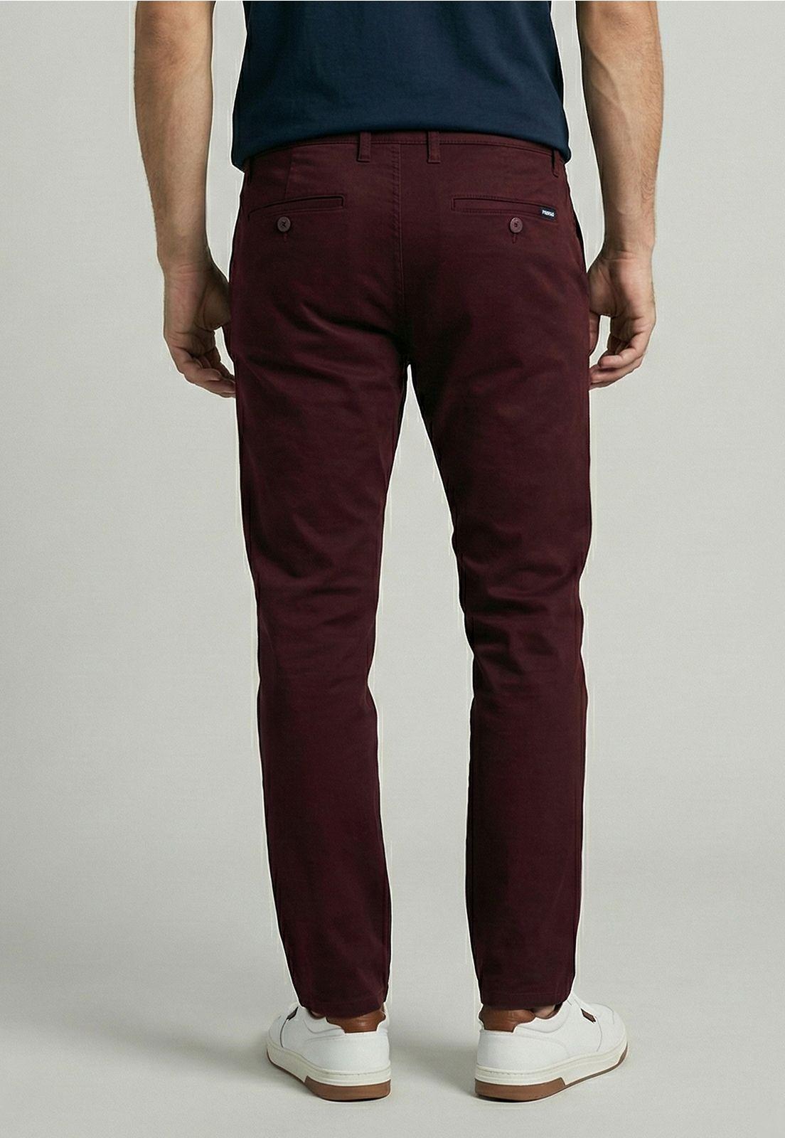 Pantalón Twill Slim /33 Wine-3