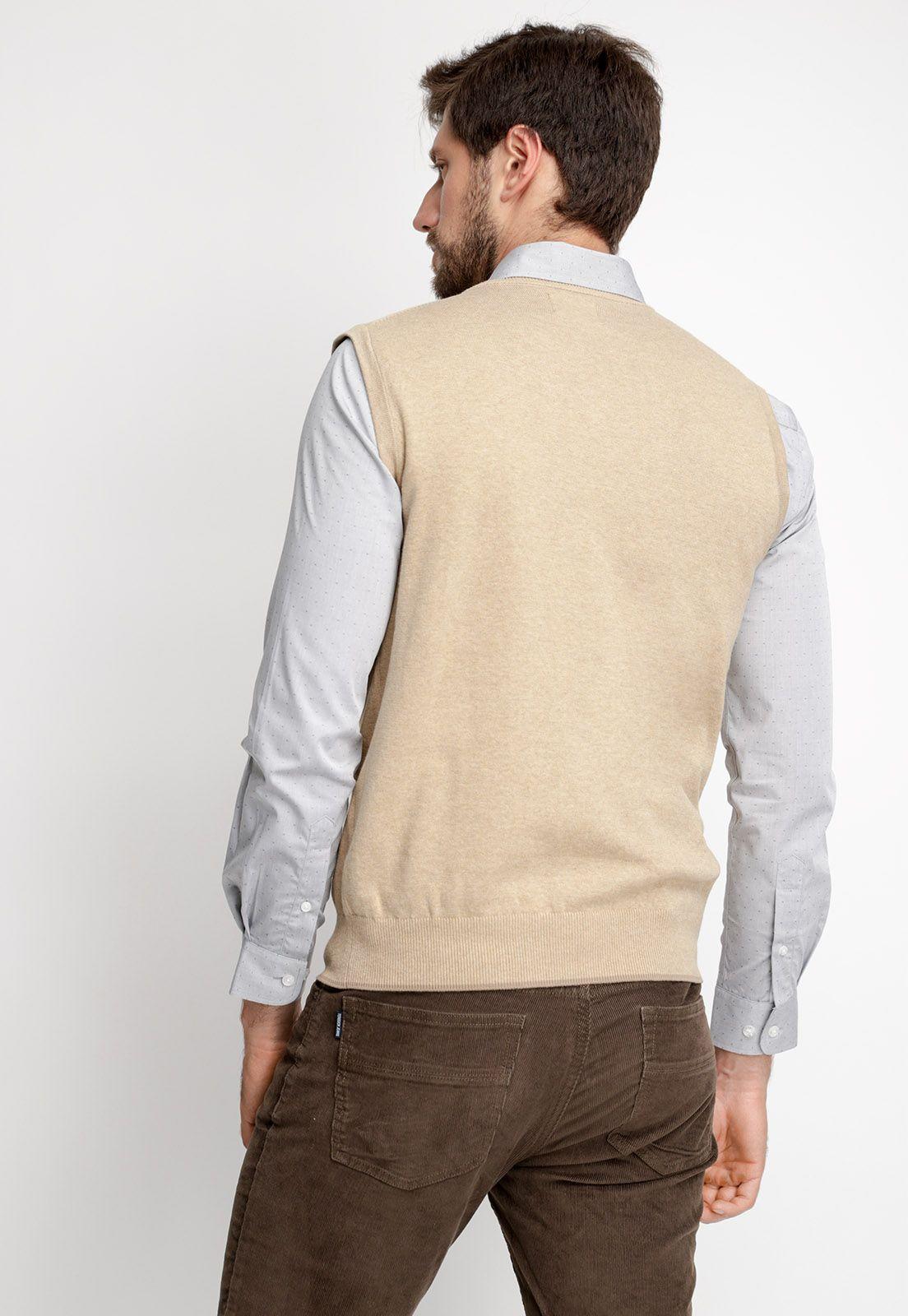 Sweater Sin Mangas Smart Casual Beige Melange-1
