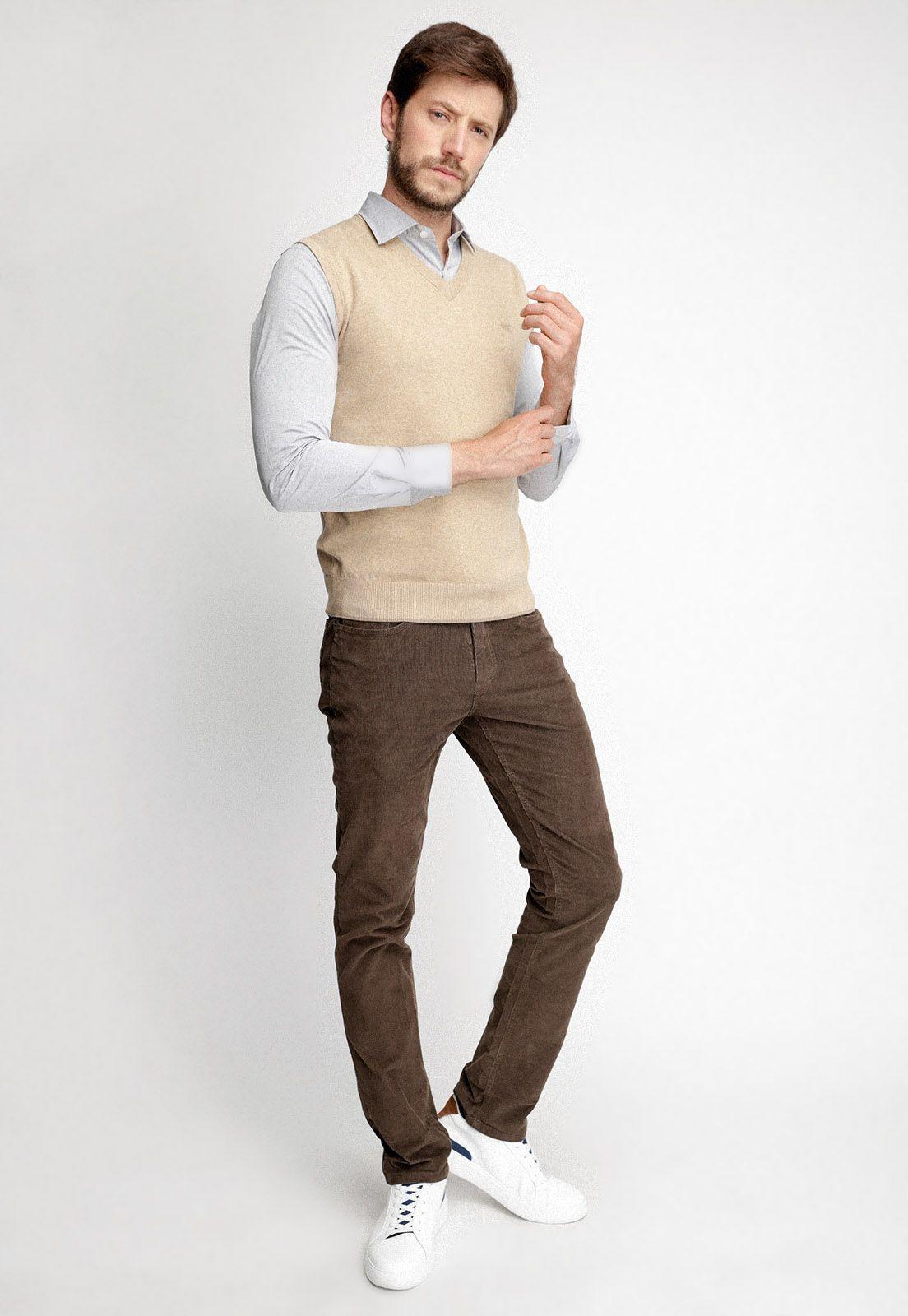 Sweater Sin Mangas Smart Casual Beige Melange-3