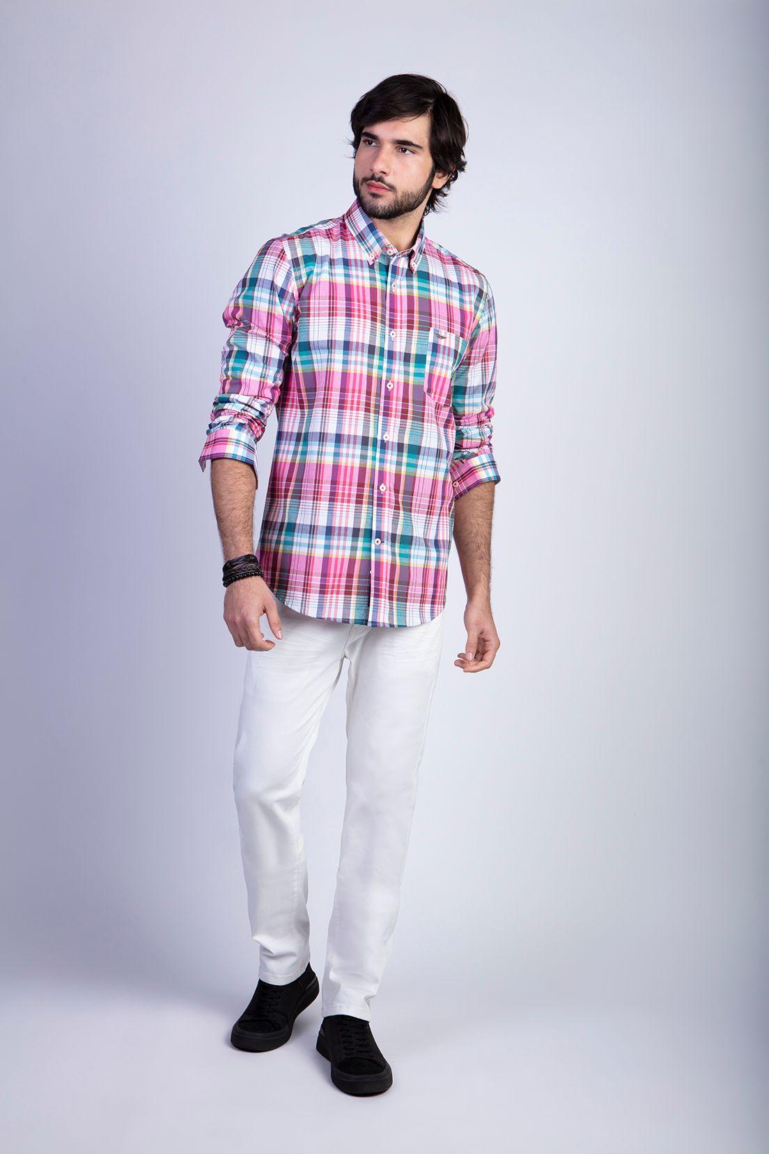 Camisa Checkered Madison Fj Coral-2