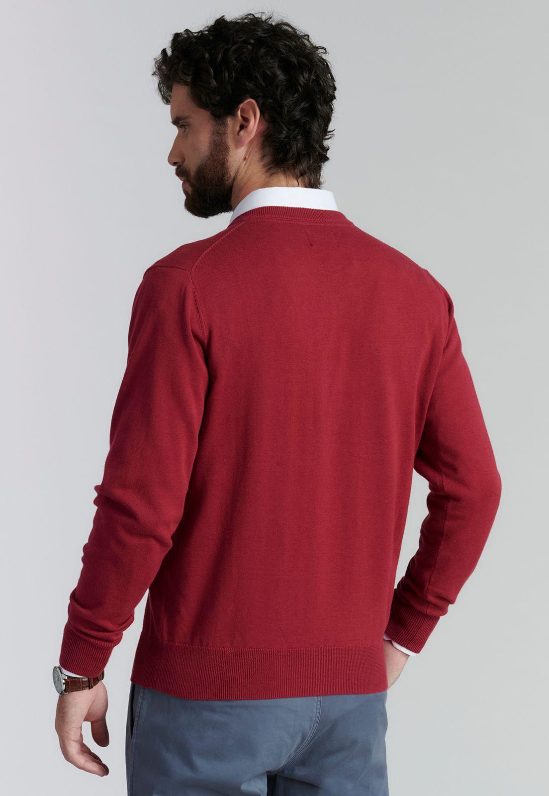 Sweater V Neck Solido F Smart Casual Burgundy-3