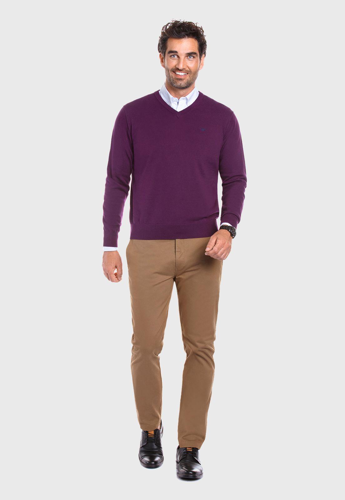 SWEATER SMART CASUAL L/S MERLOT-1