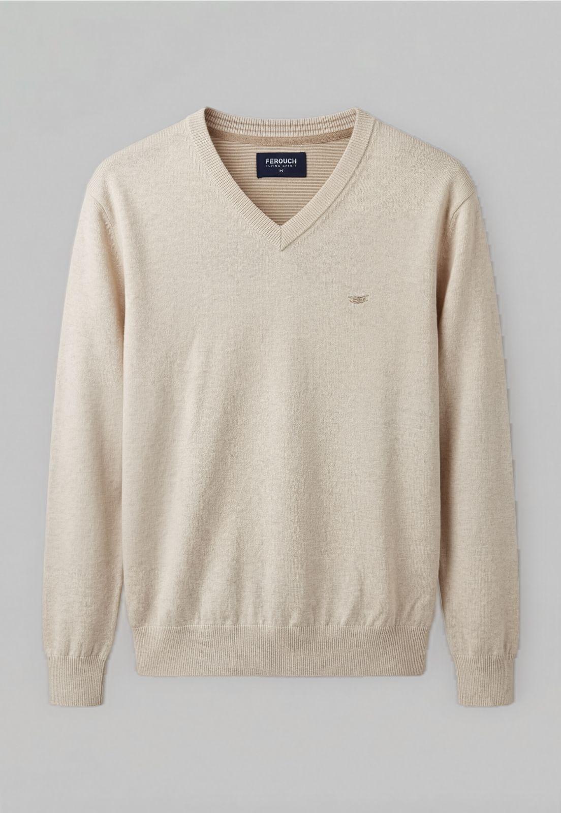 Sweater Atlanta V-Neck Melange Oyster Melange-4