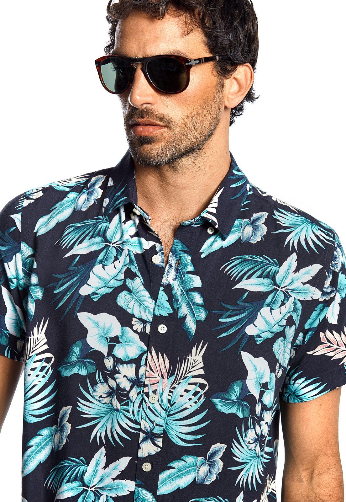 Camisa Manga Corta Estampada Parma Fj Navy-3