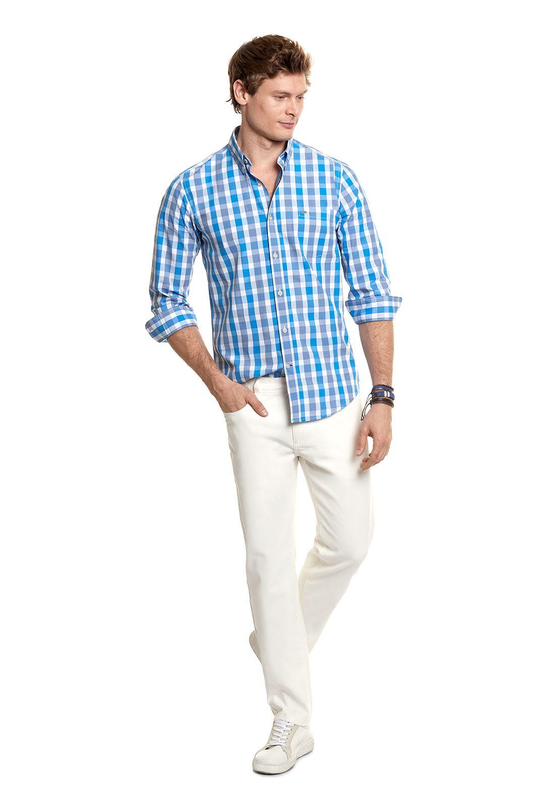 CAMISA CHECKERED CHICAGO FJ NAVY-1