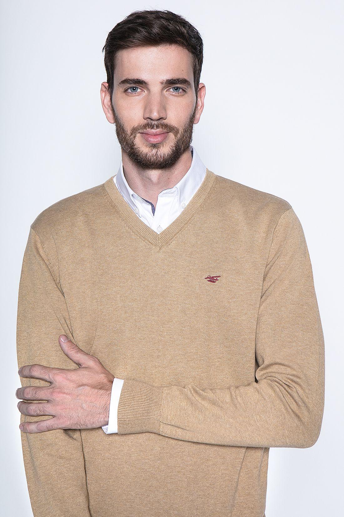 Melange Sweater Smart Casual L/S Camel-2