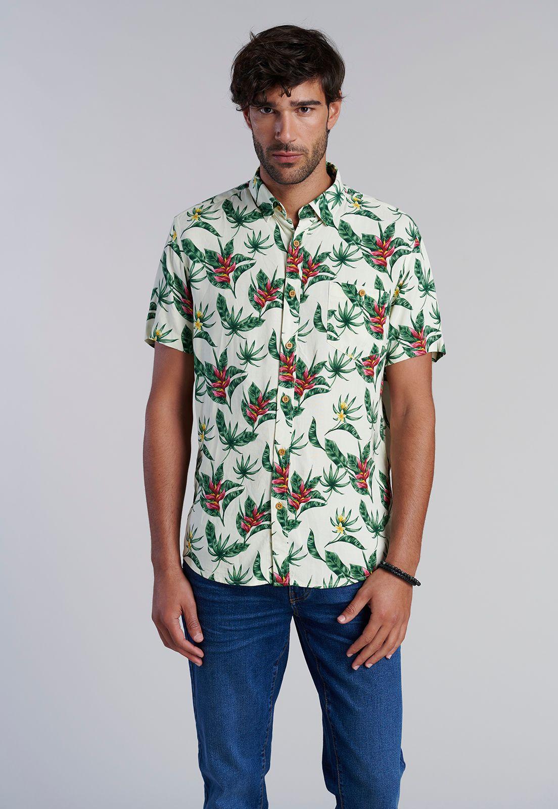 Camisa Estampada Dublin Fj Ecru-0
