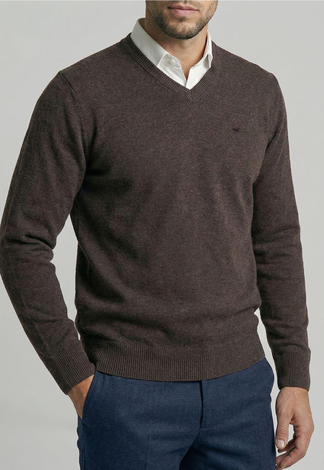 Sweater Atlanta V-Neck Brown  Melange-2