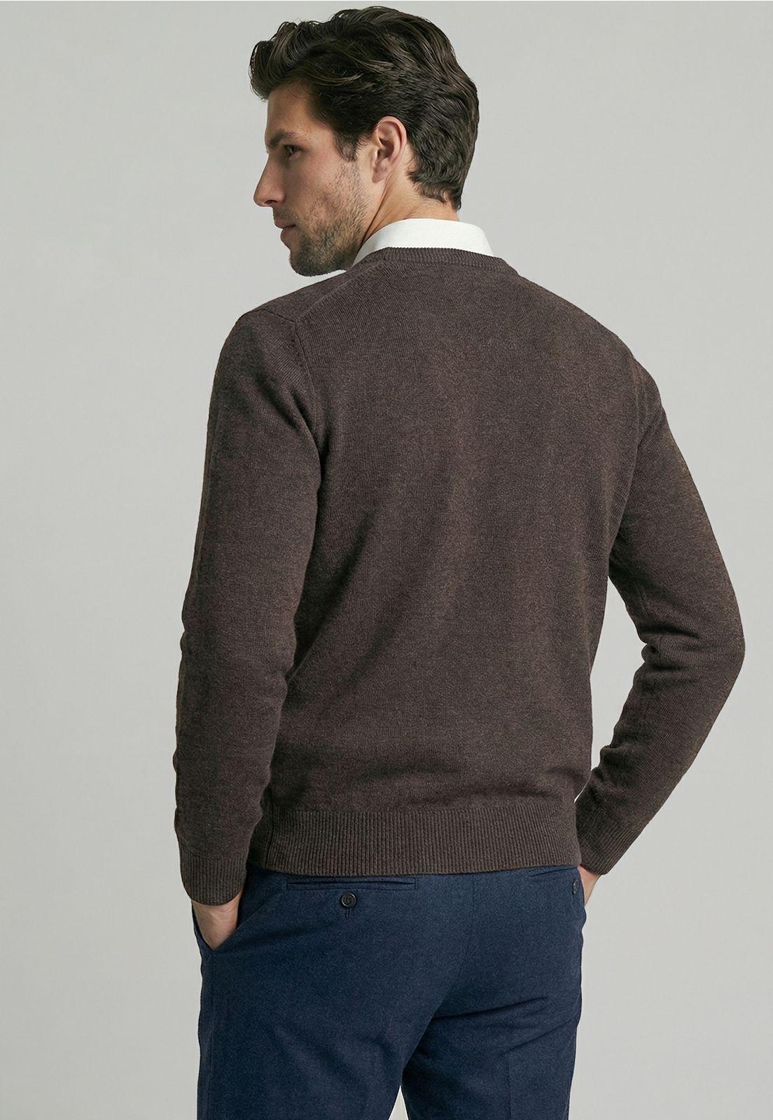 Sweater Atlanta V-Neck Brown  Melange-3