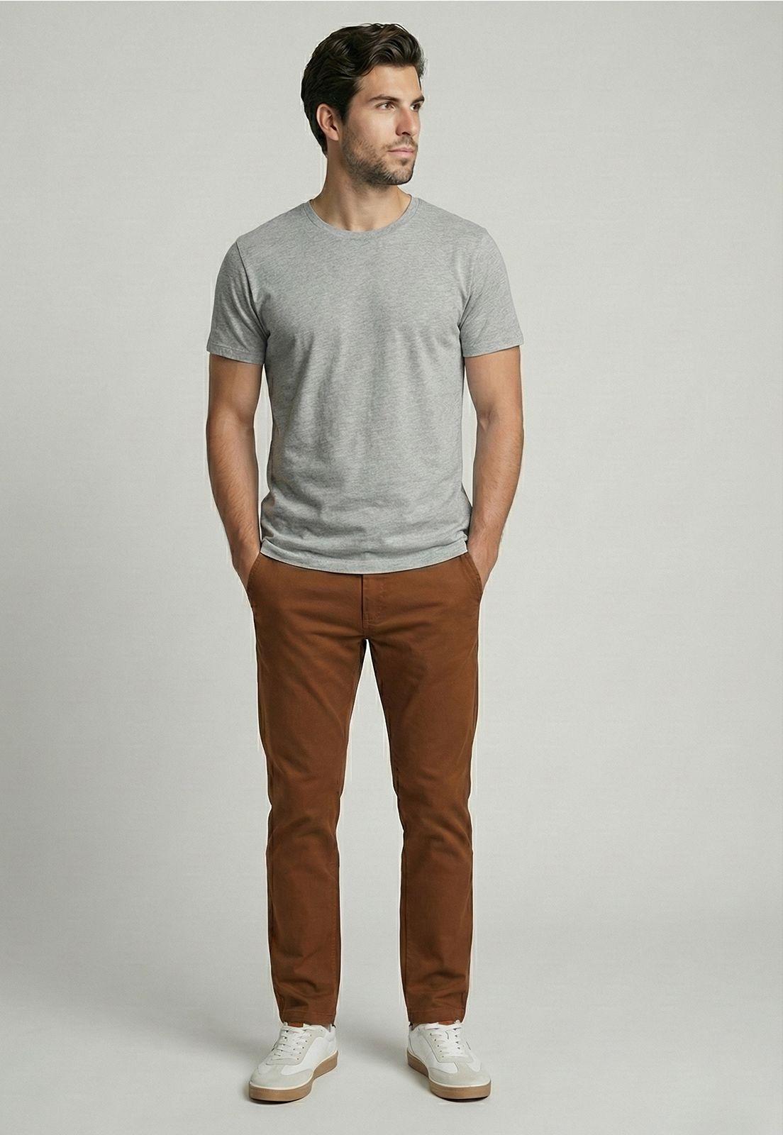 Pantalón Twill Without Pleats L/33 Lt  Camel-1