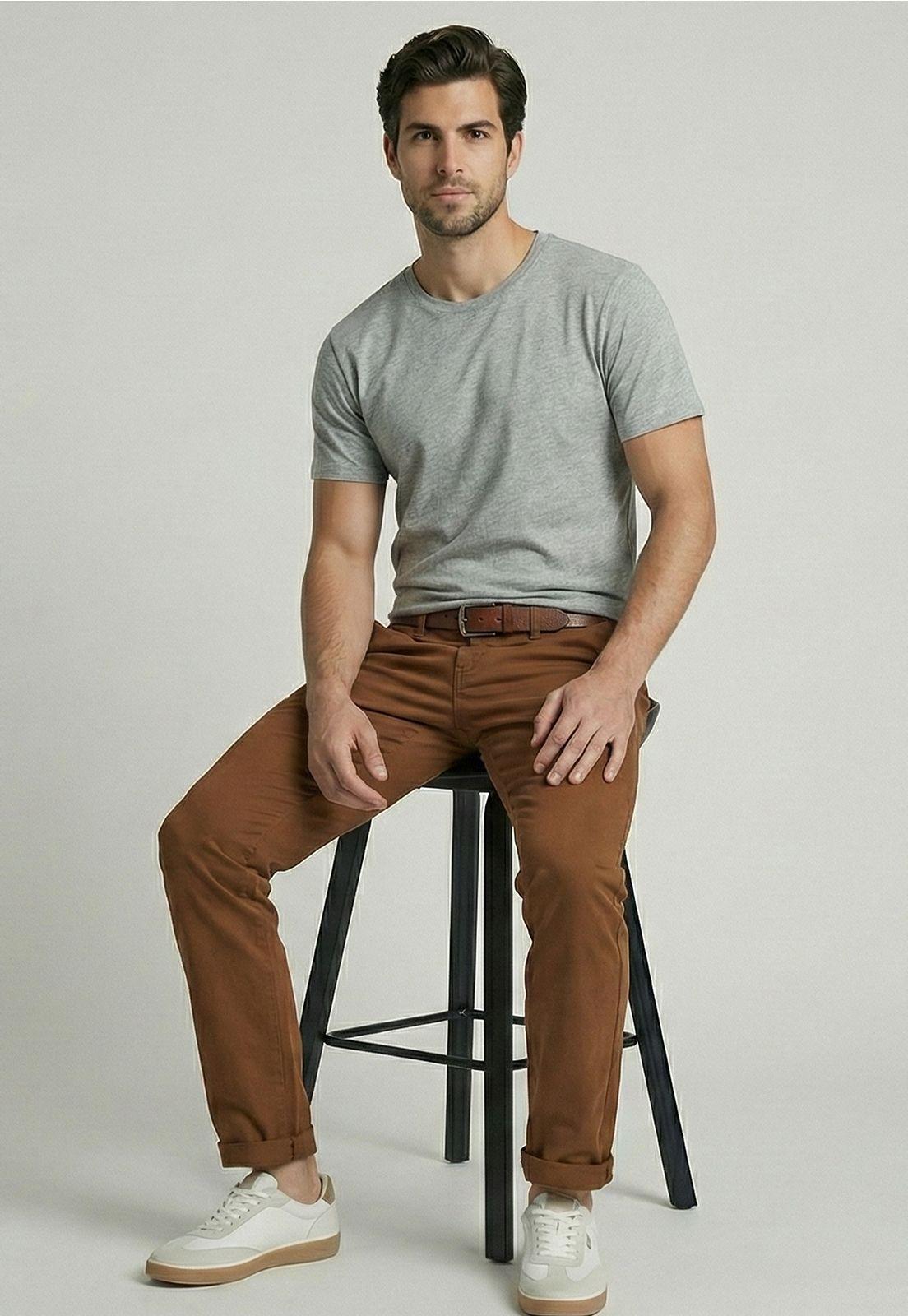 Pantalón Twill Without Pleats L/33 Lt  Camel-4