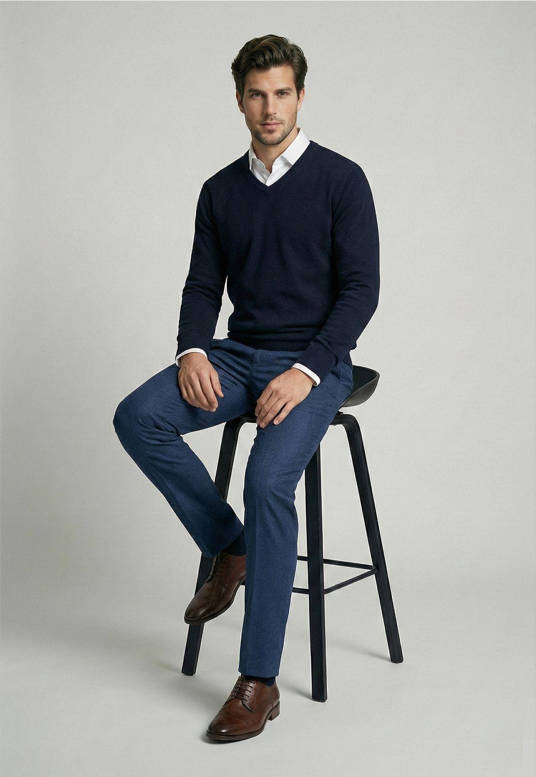 Sweater Arizona V-Neck Navy-4