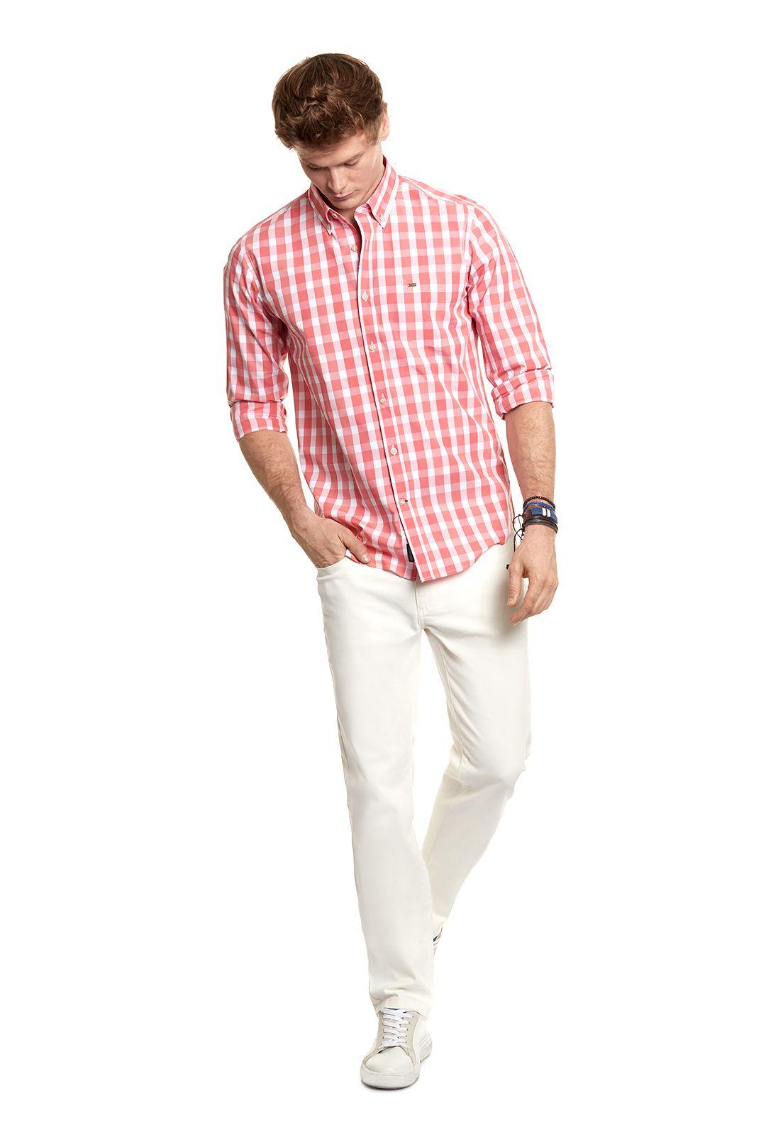 CAMISA CHECKERED CHICAGO FJ CORAL-1
