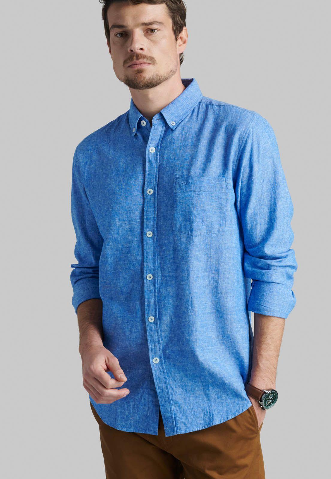 Camisa Sport Lino Lowell Blue-4