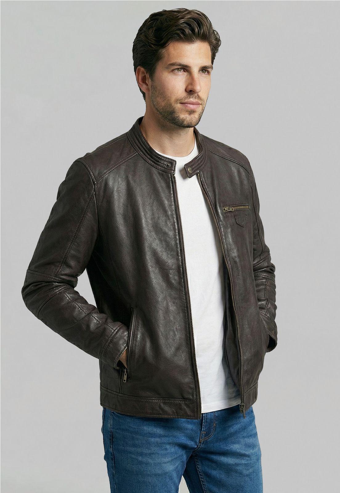 Chaqueta De Cuero Memphis Dk Brown-0