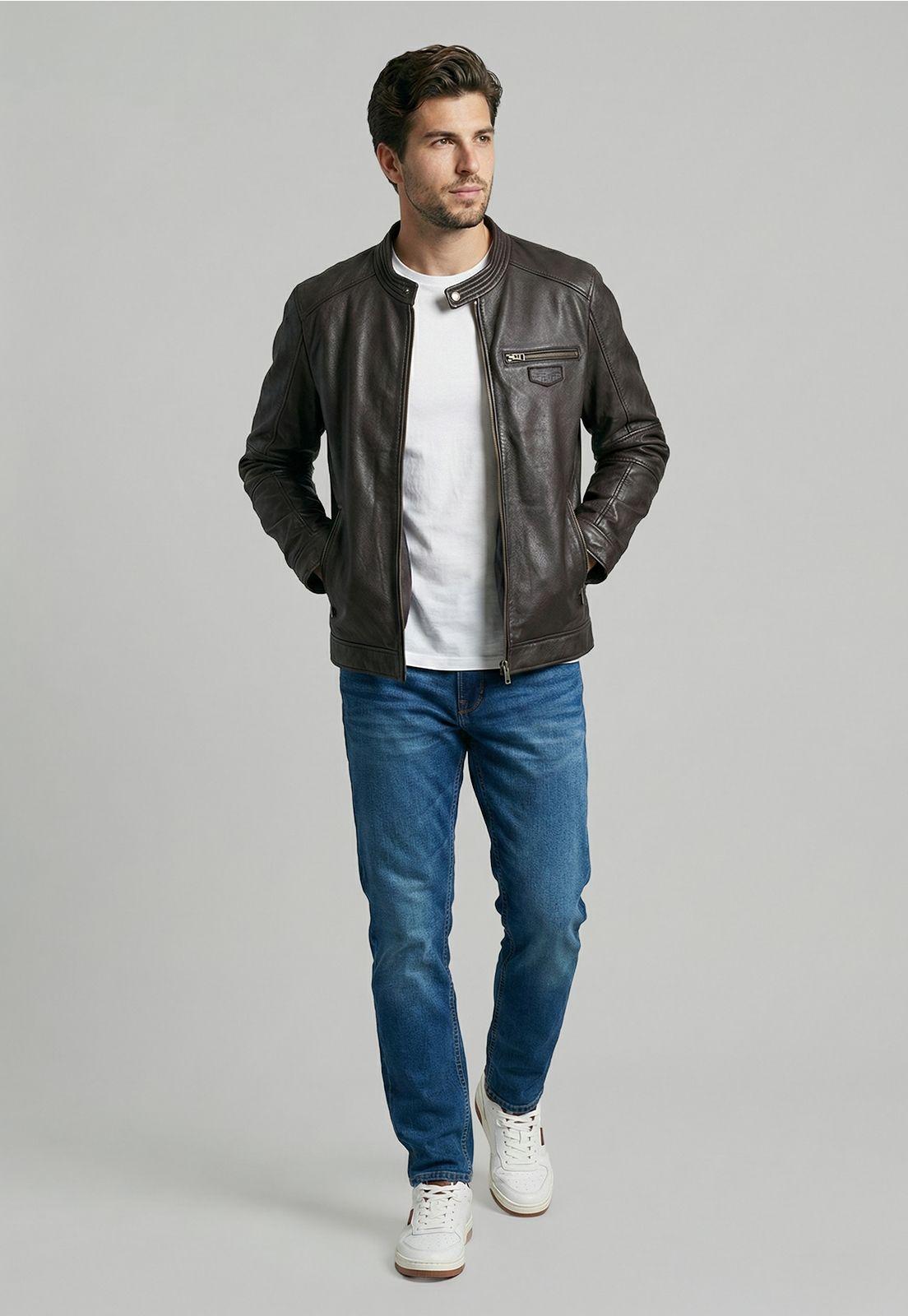 Chaqueta De Cuero Memphis Dk Brown-1