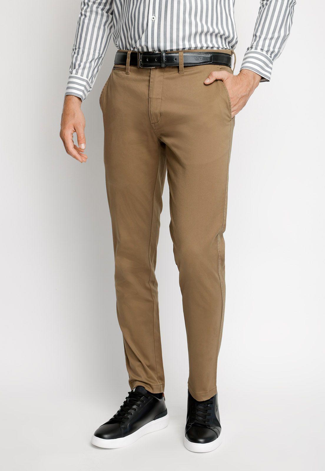 Pantalón Twill Sin Pliegues Slim L/31 Toasted-0