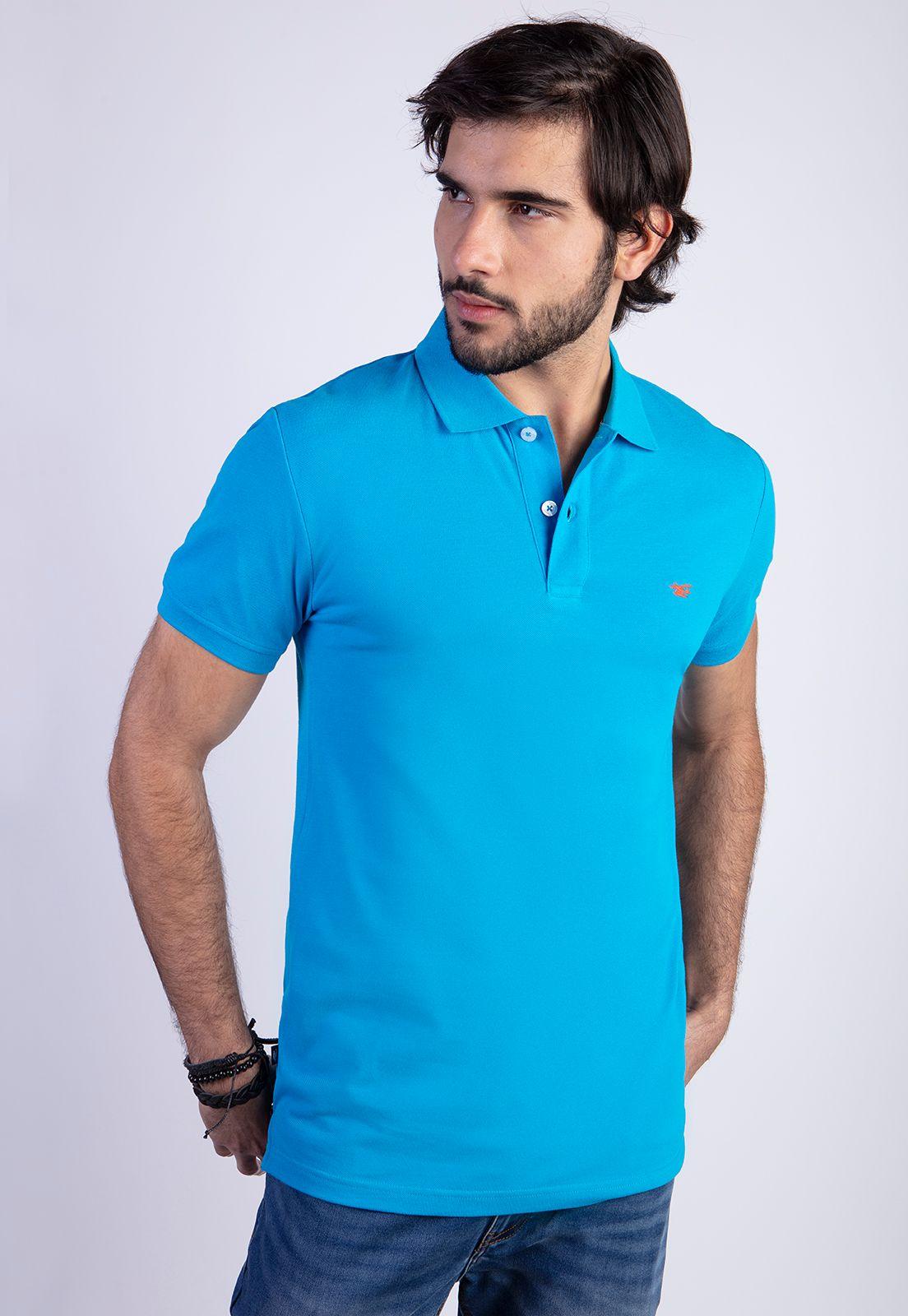 Polera Polo Básica Turquoise-0