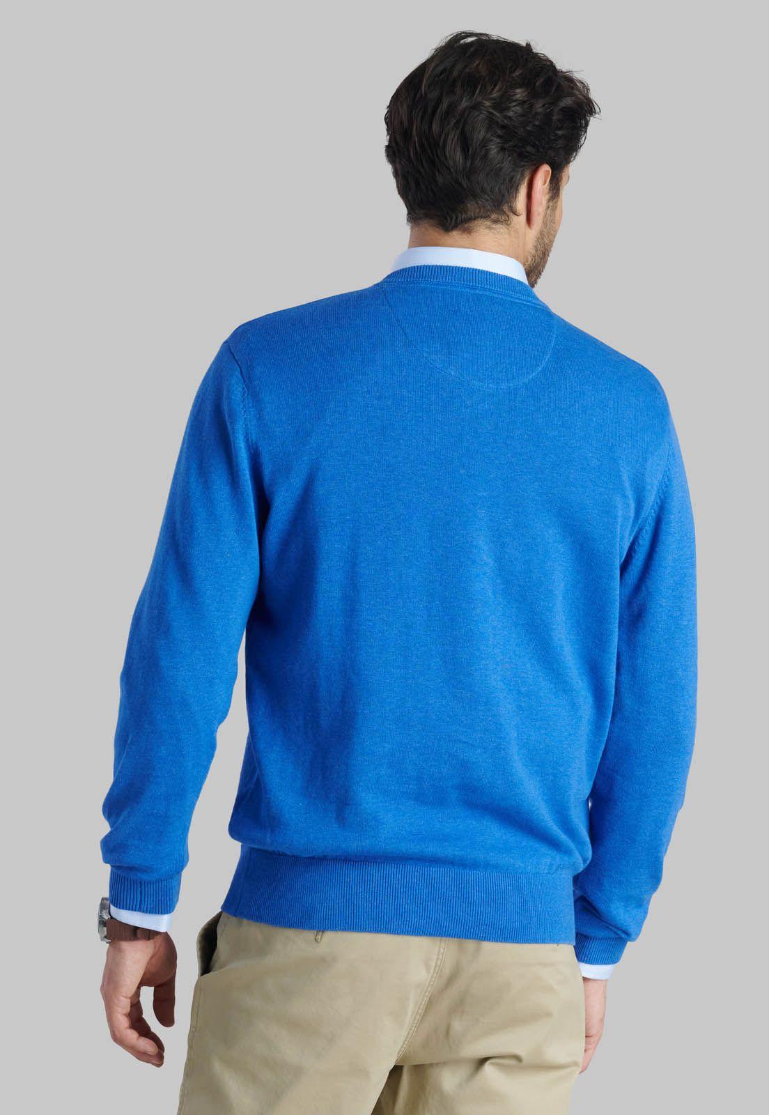 Sweater V Neck Melange Royal-3