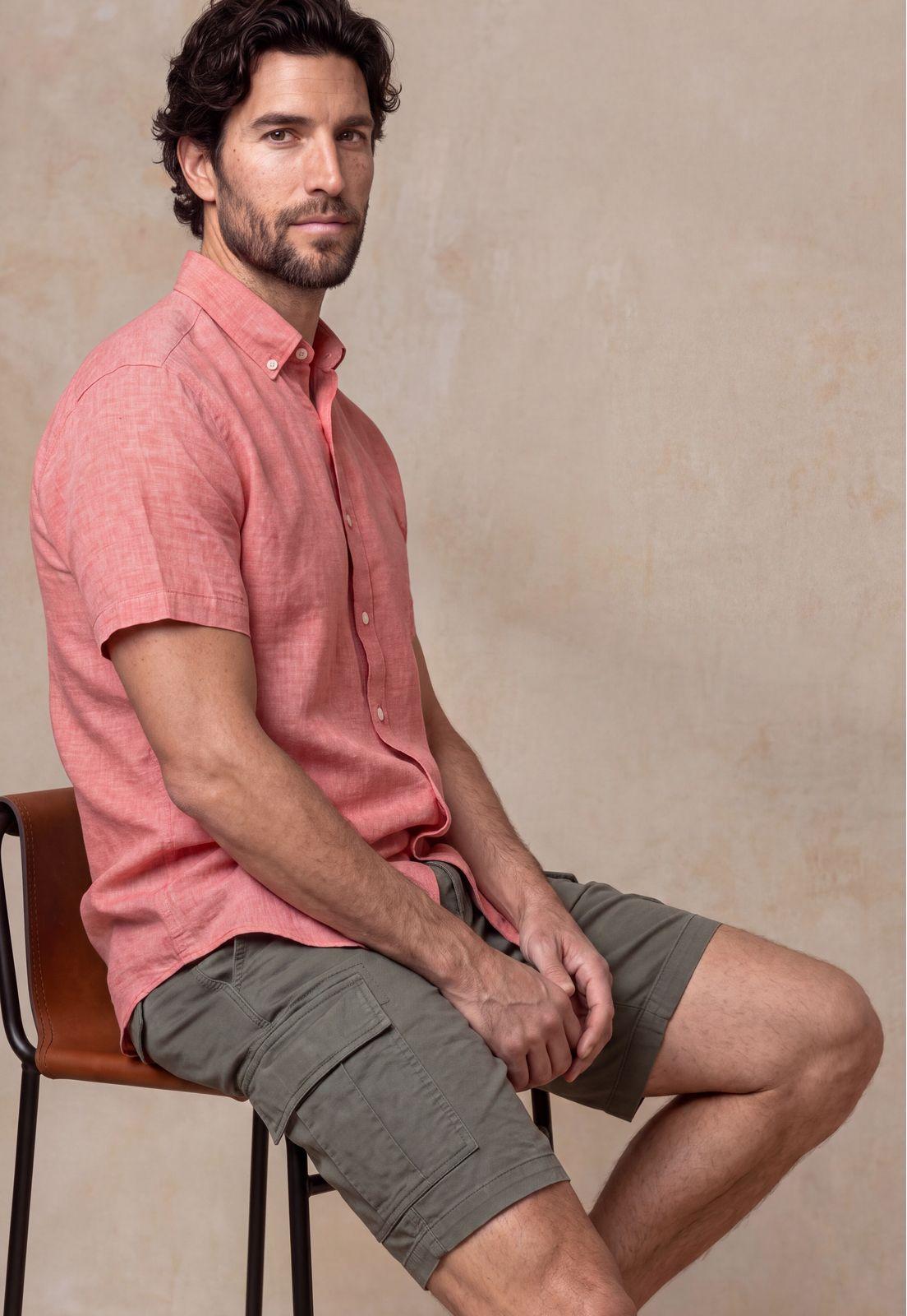Camisa Sport Lino Atlanta Coral-4