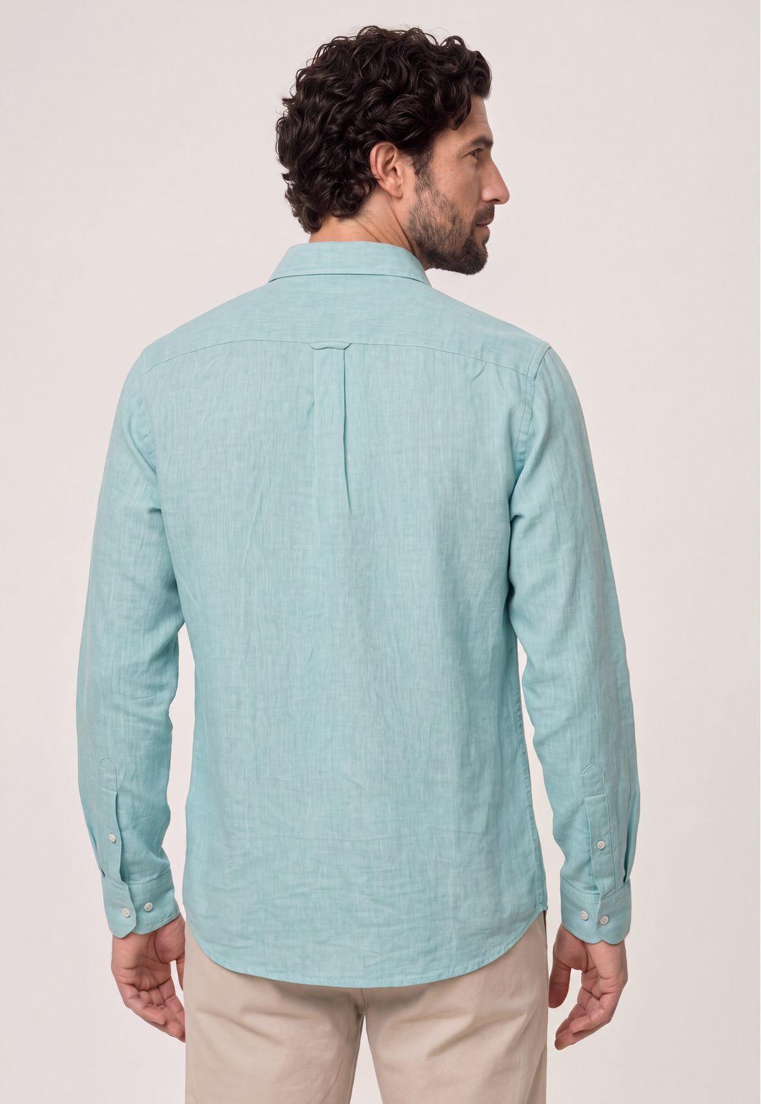 Camisa Sport Lino Melange Green-2