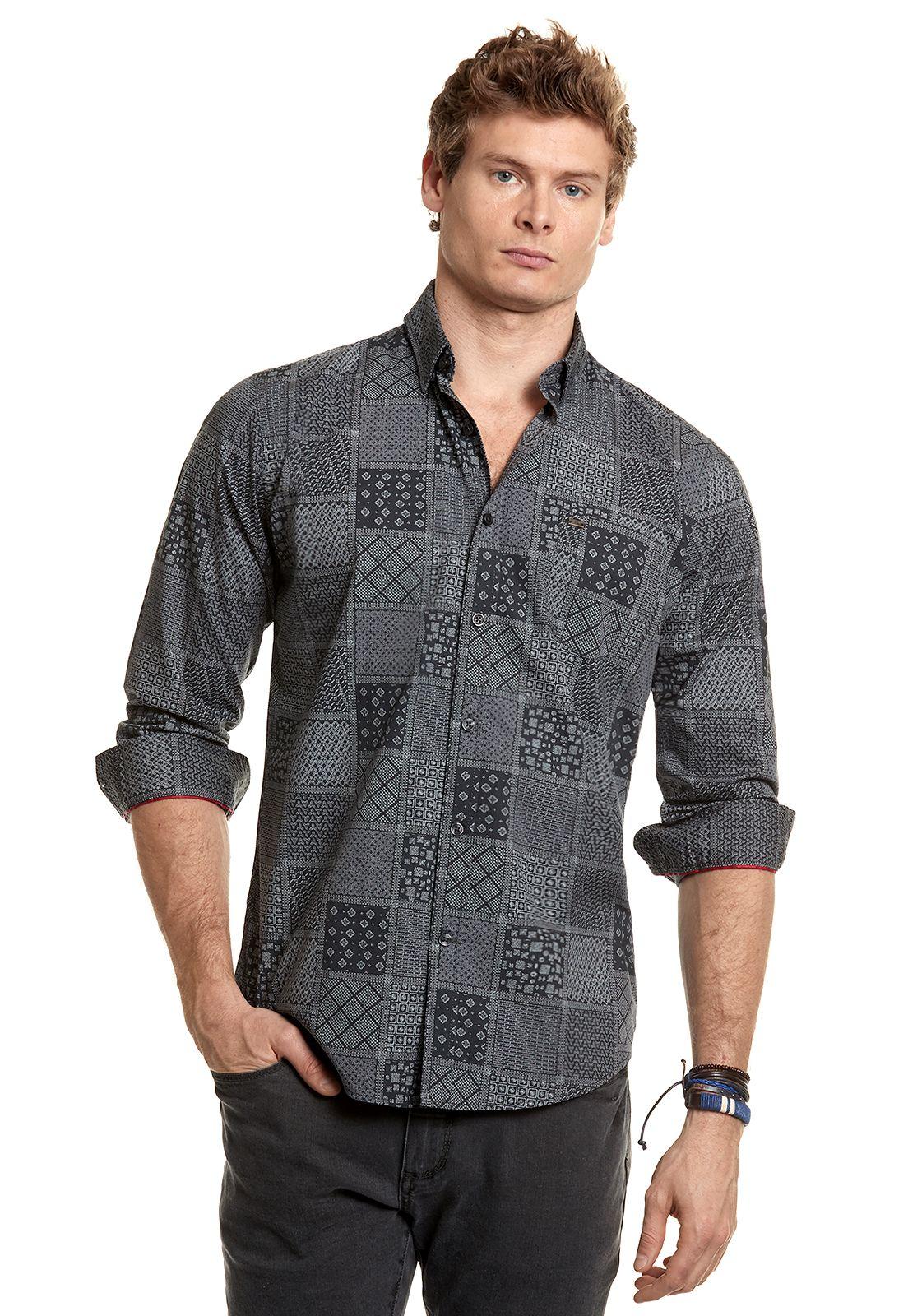 Camisa Estampada Georgia Fj Grey-0