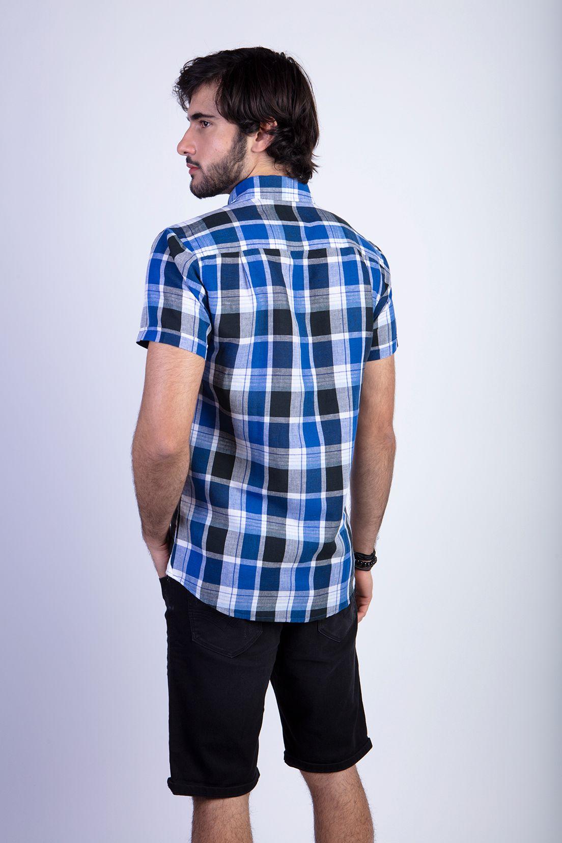 Camisa Checkered Irving F Navy-1