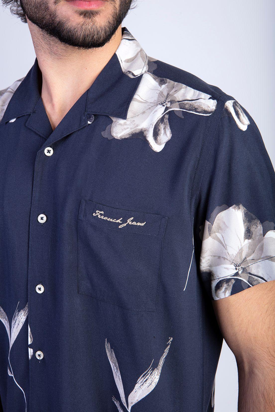 Camisa Estampada Flores Fj Black-3