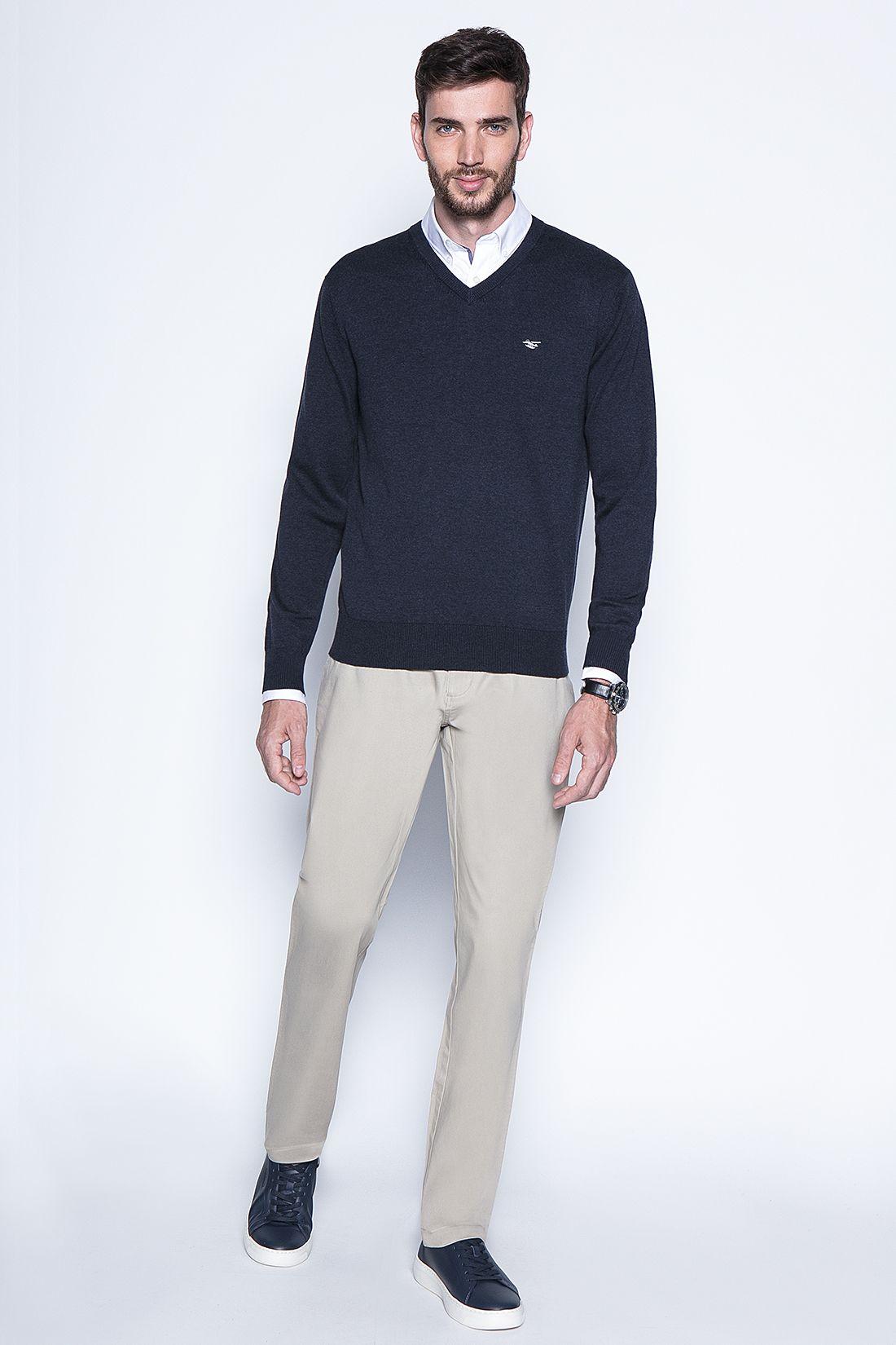Melange Sweater Smart Casual L/S Navy-3