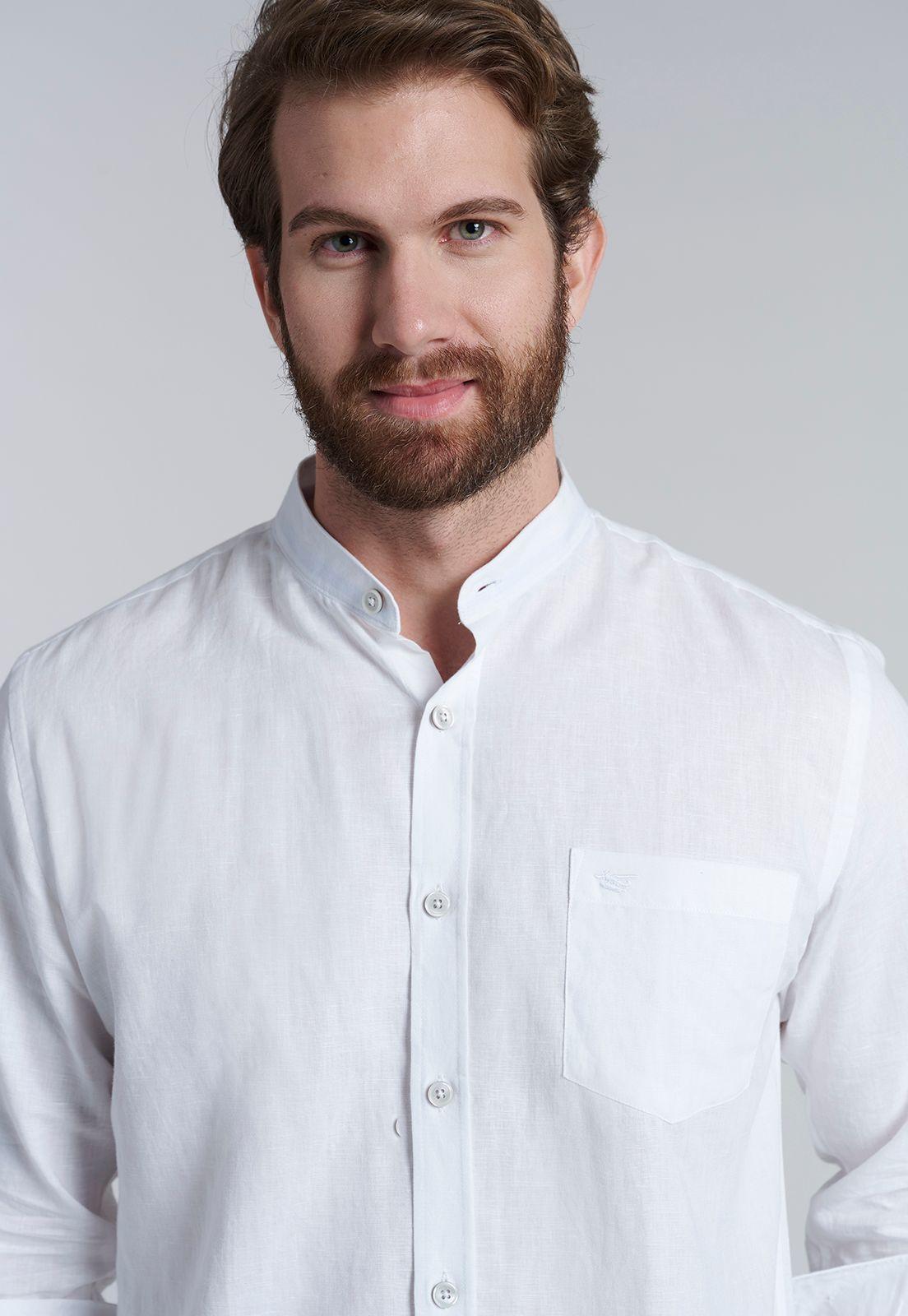 Camisa Lino Cuello Mao  F White-2