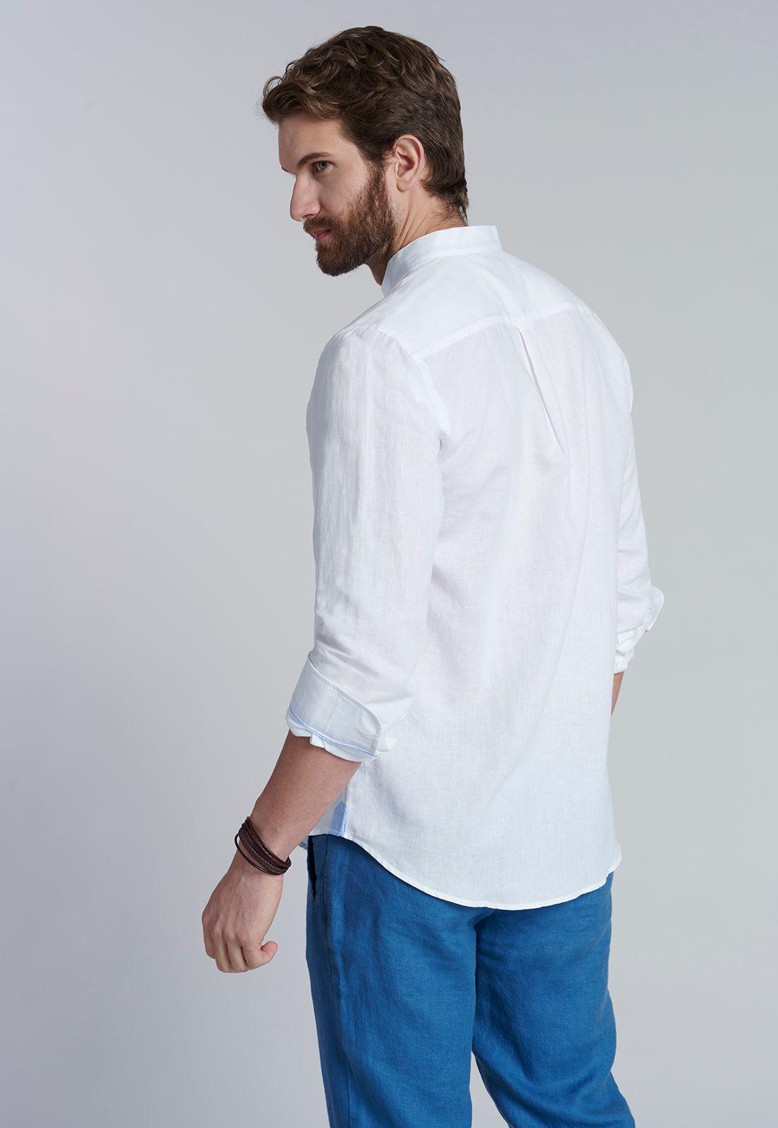 Camisa Lino Cuello Mao  F White-3