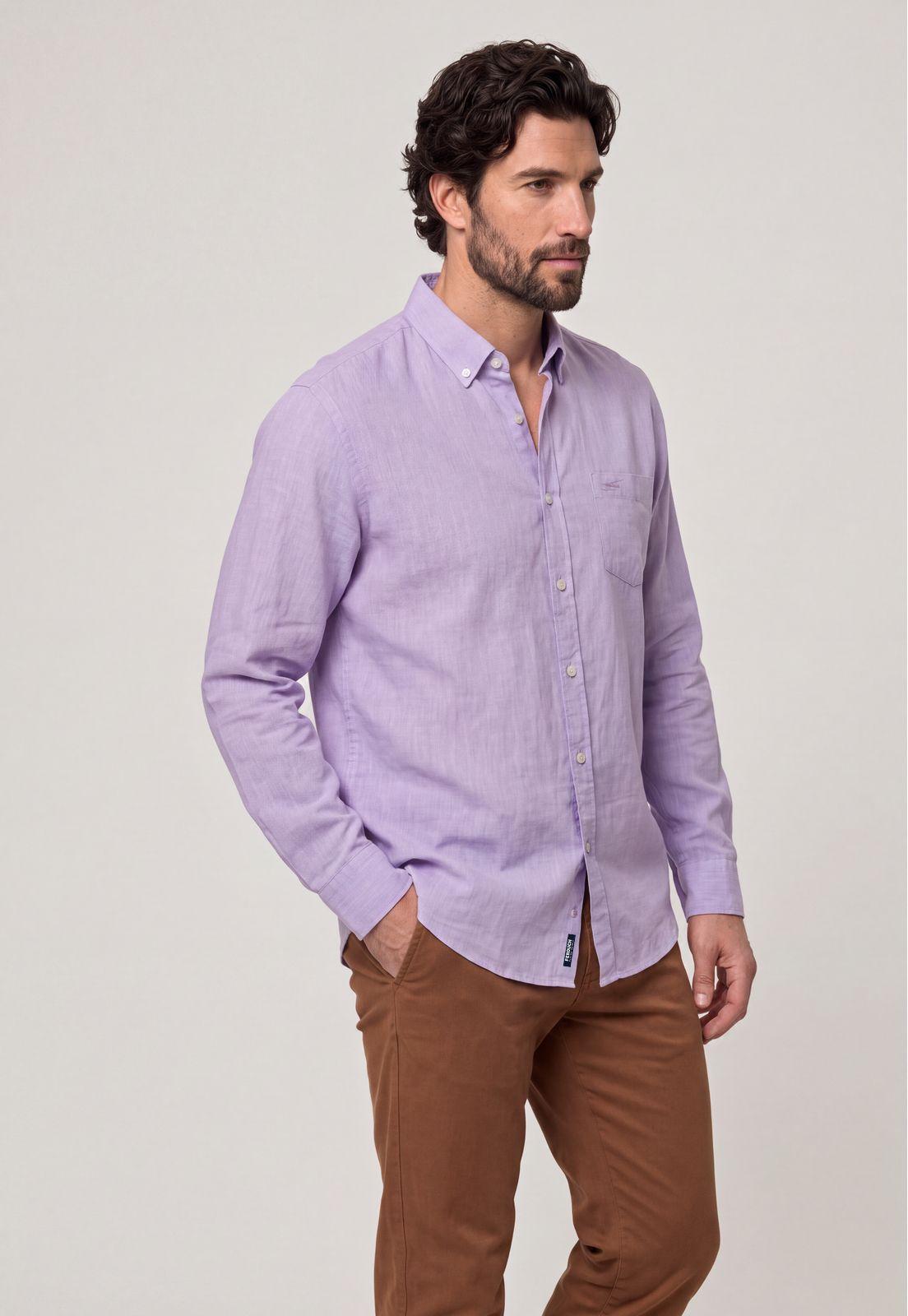 Camisa Sport Lino Melange Violet-0