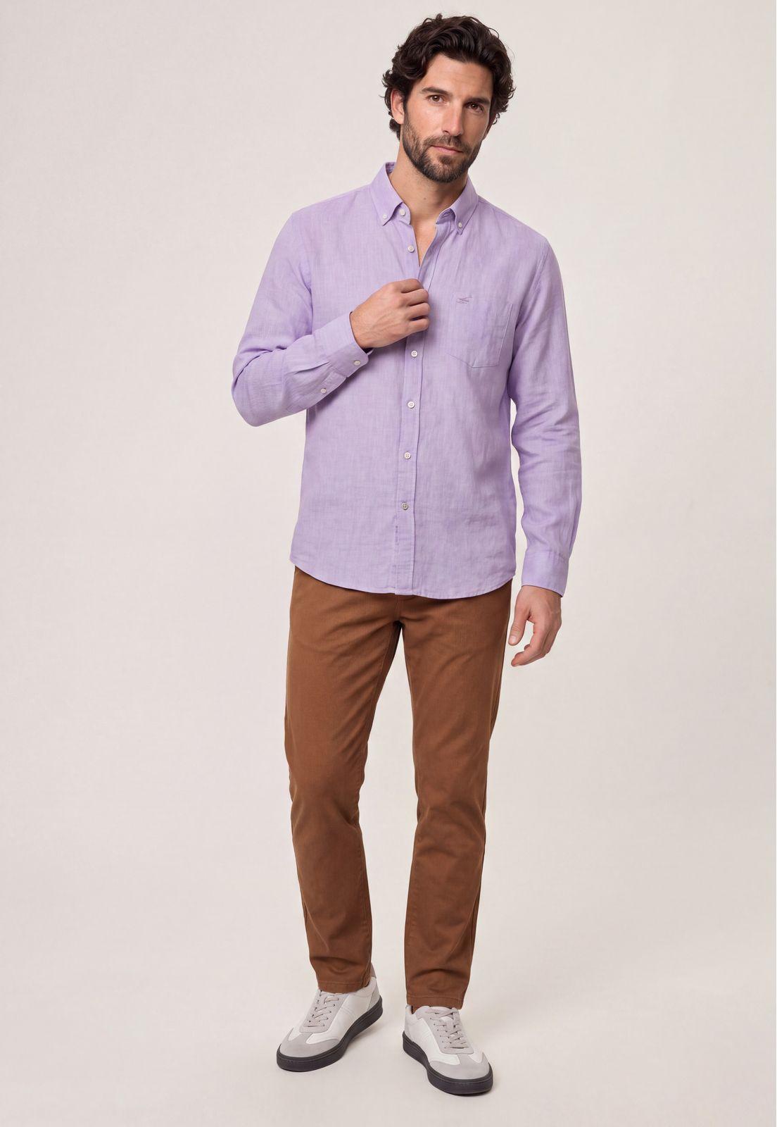 Camisa Sport Lino Melange Violet-1