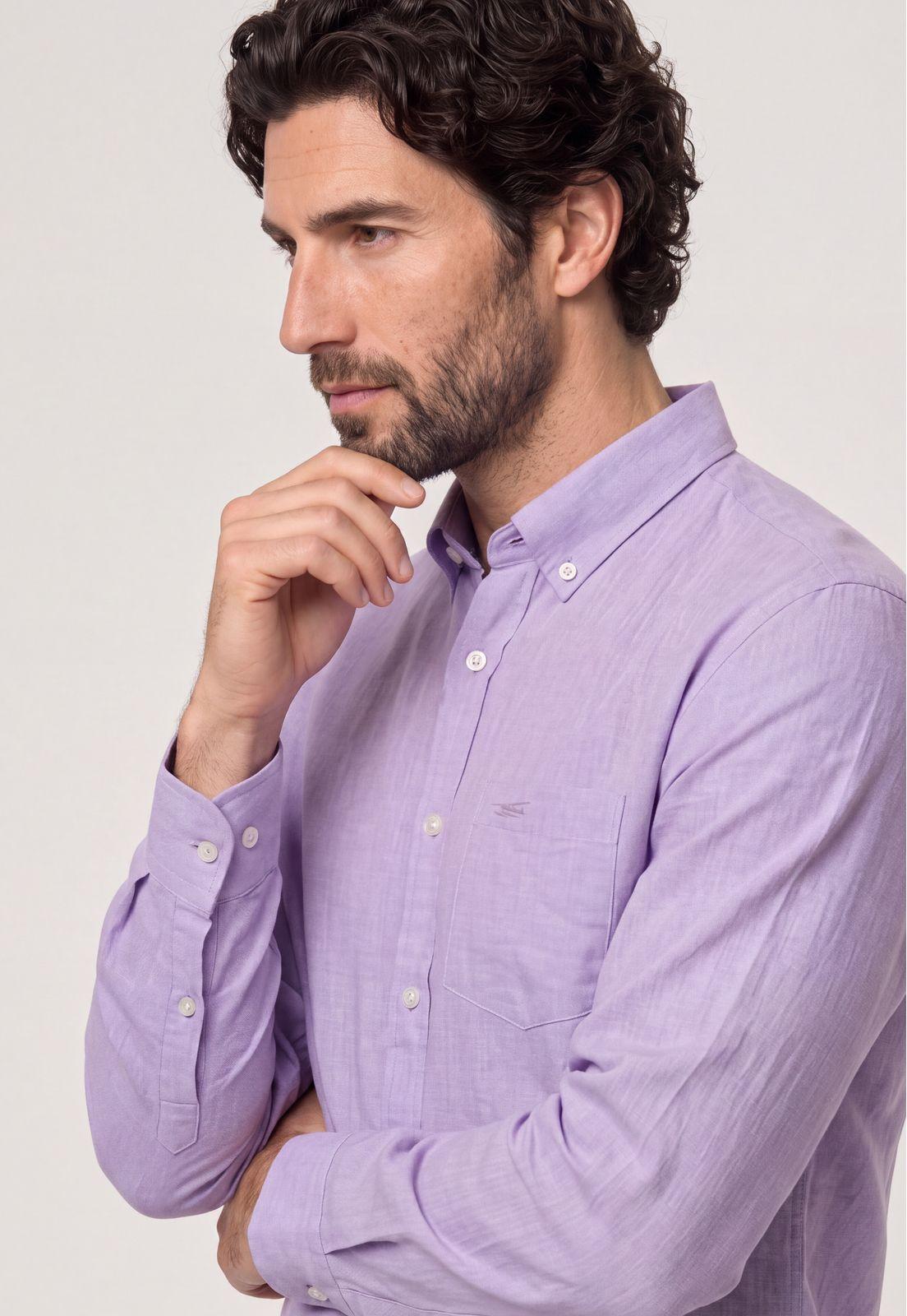 Camisa Sport Lino Melange Violet-3
