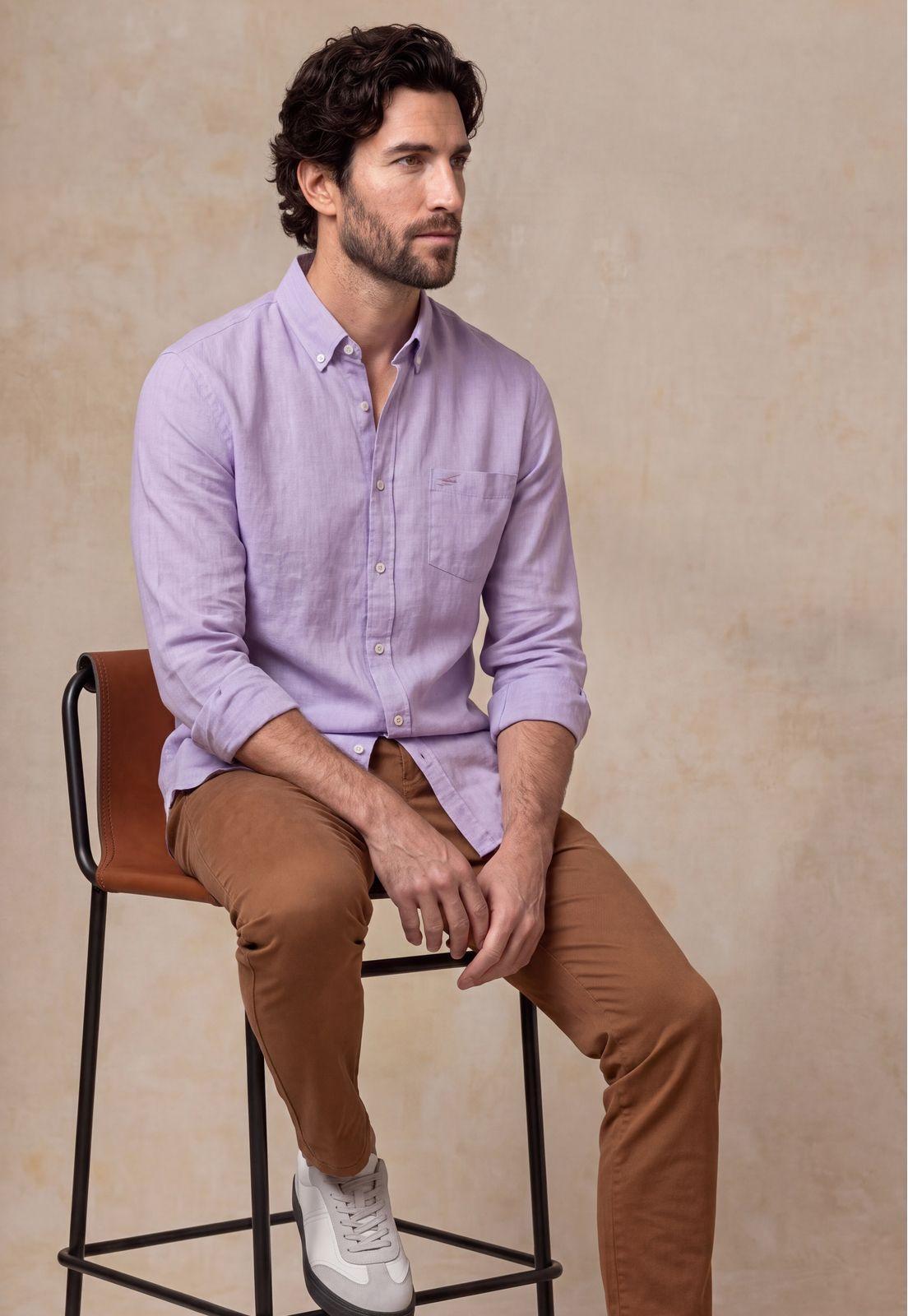Camisa Sport Lino Melange Violet-4