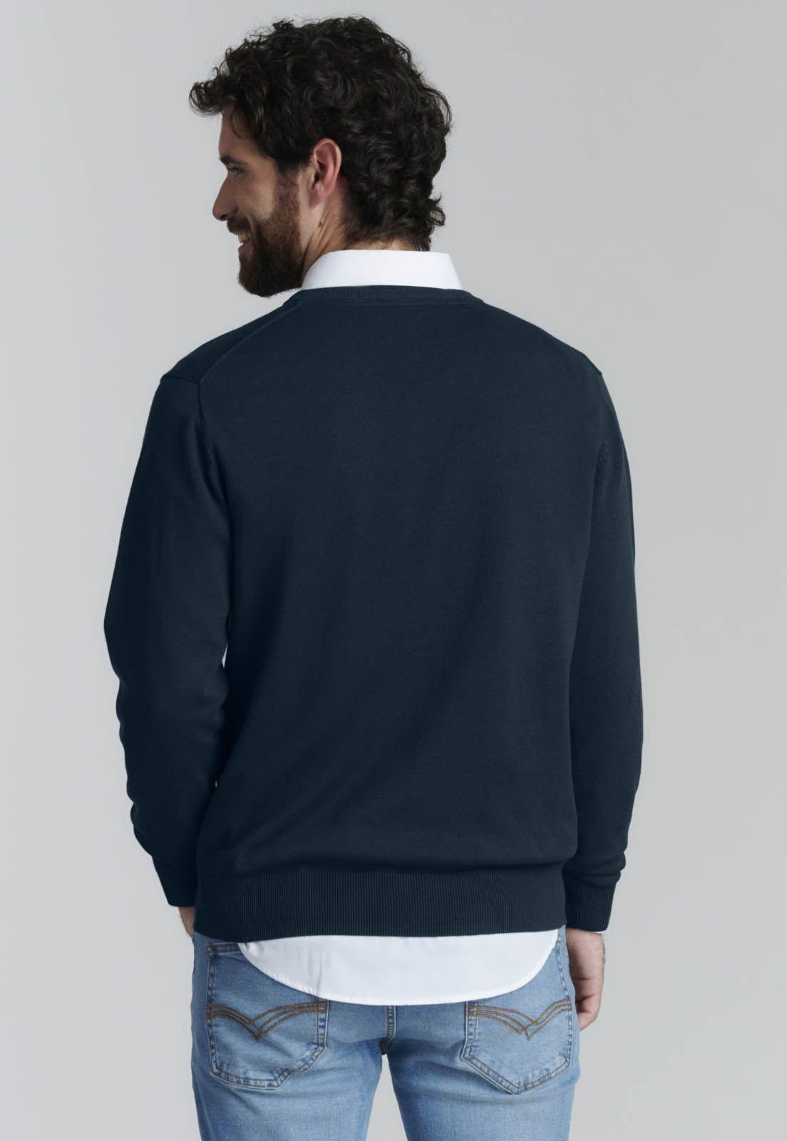 Sweater V Neck Solido F Smart Casual Navy-3