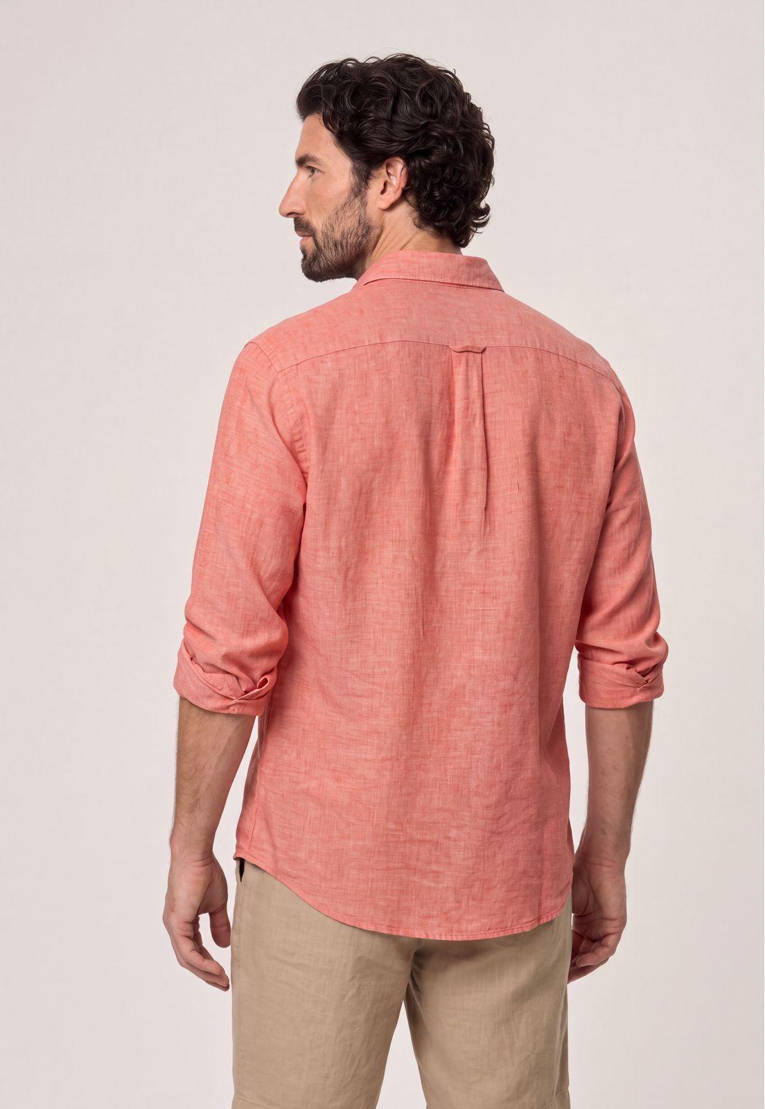Camisa Sport Lino Melange Coral-2
