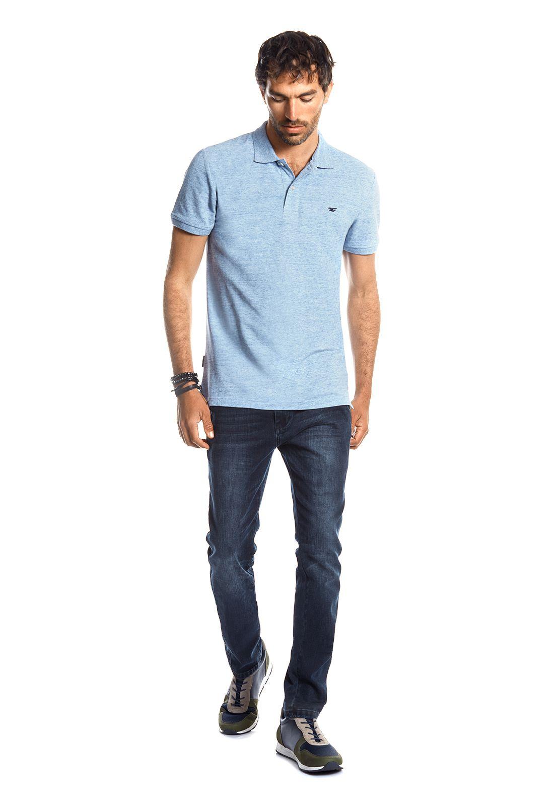 Polera Piqué Básica Ss22 Blue Melange-1