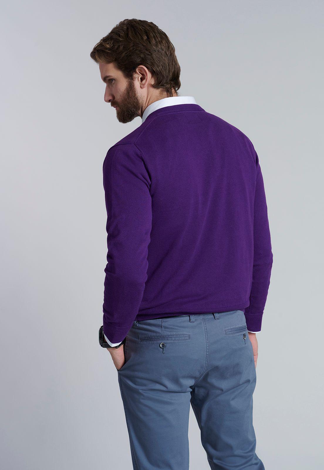 Sweater V Neck Solido F Dk Violet-3