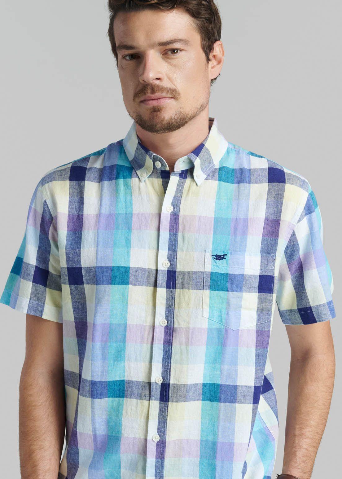 Camisa Lino Cuadros Purple-2