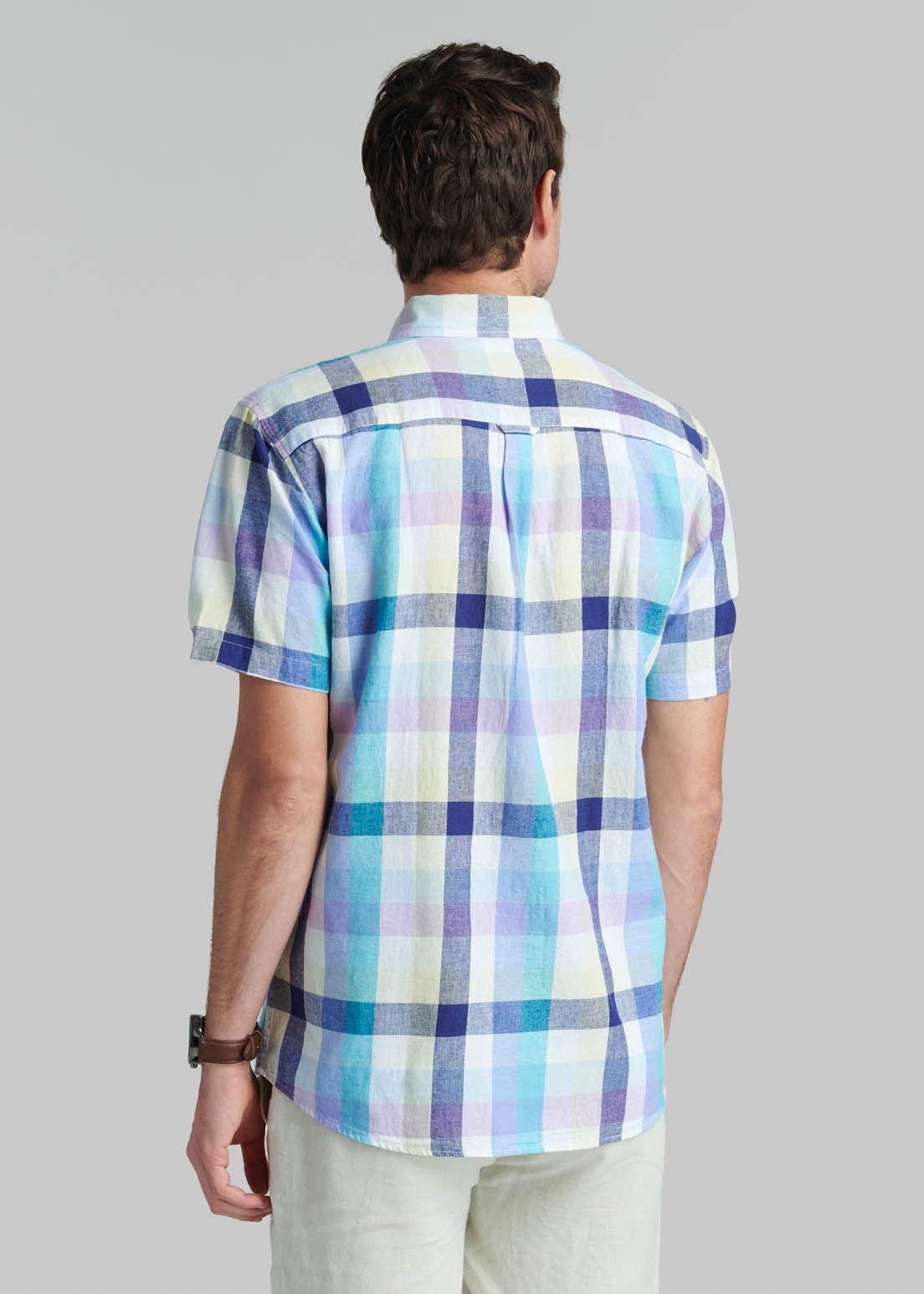 Camisa Lino Cuadros Purple-3