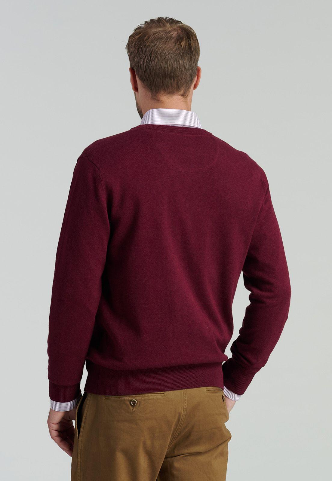 Sweater V Neck Melange F Smart Casual Dk Burgundy-3